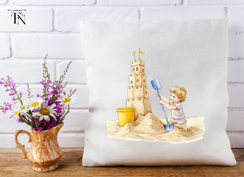 Kids Building Sandcastles Clipart Bundle