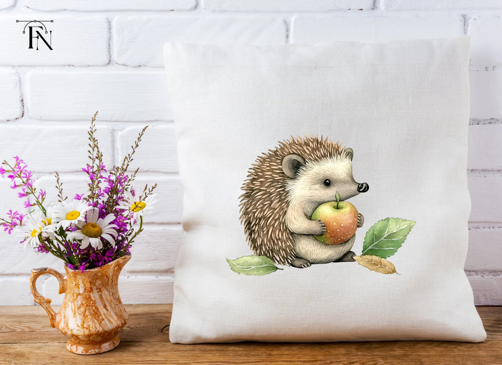 Sweet Hedgehog Holding Apple Clipart Bundle