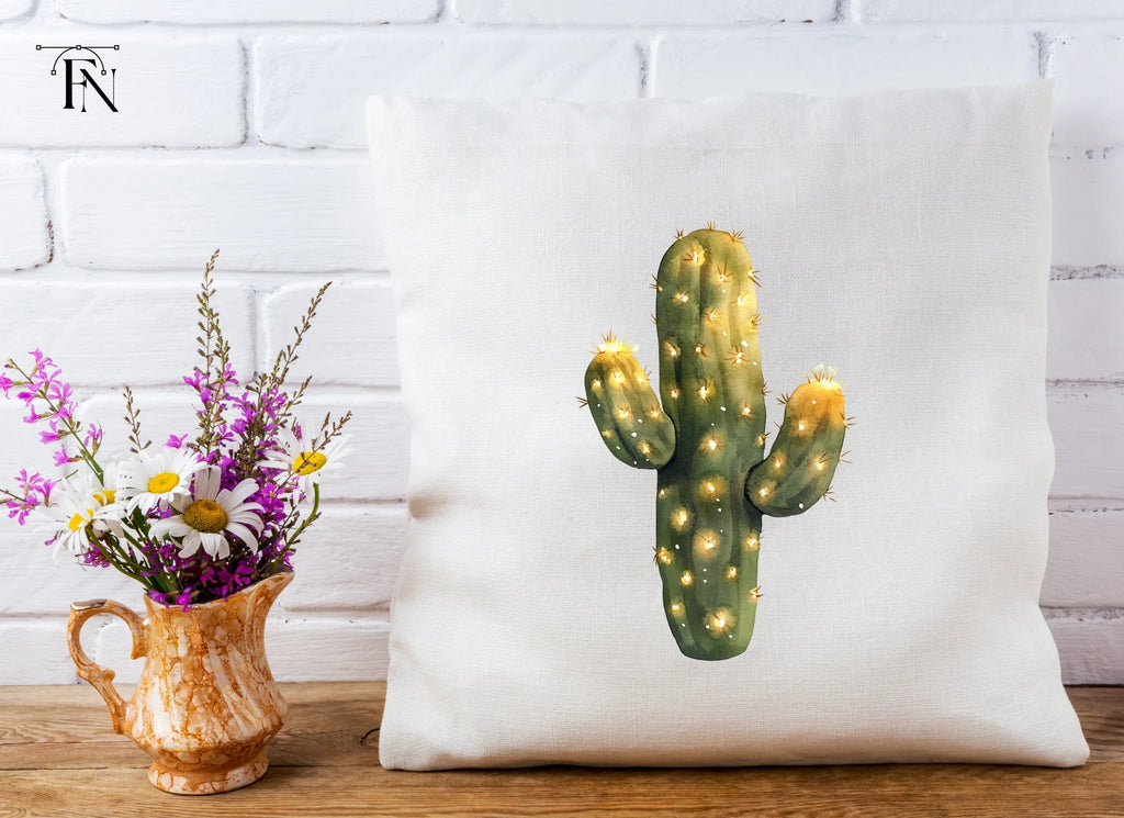 Cactus Glowing Lights Clipart Bundle