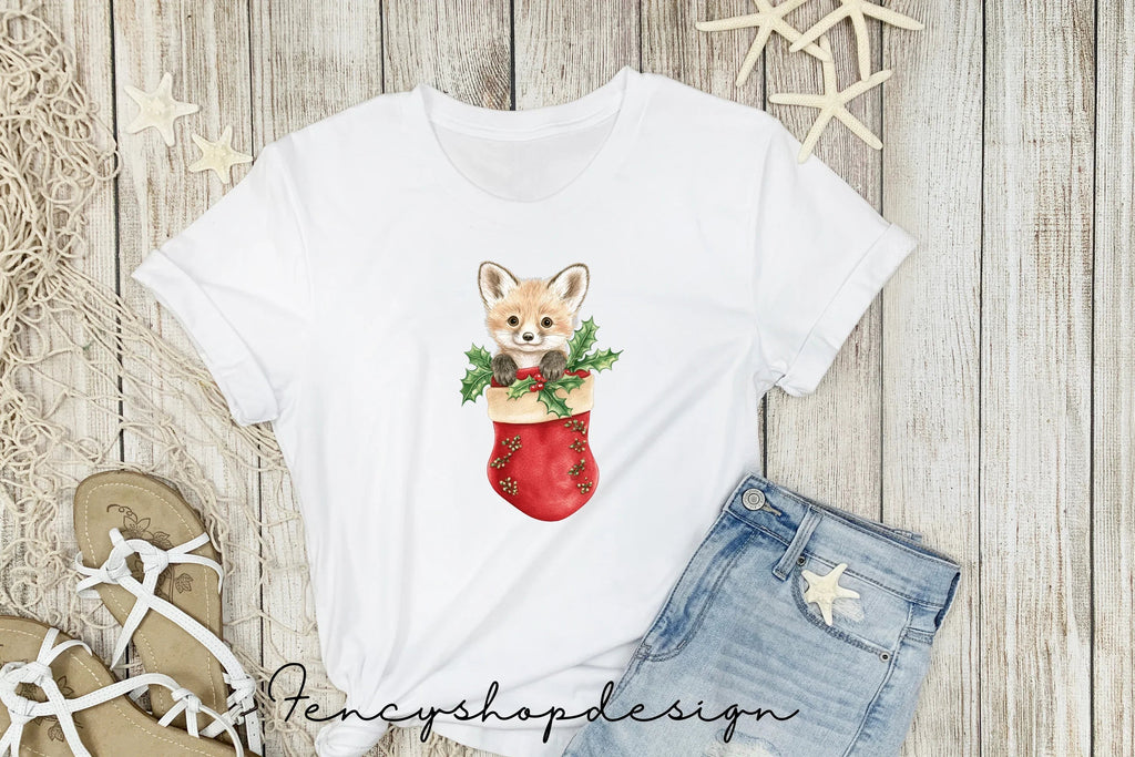 Cute Christmas Animals in Stockings Clipart Bundle