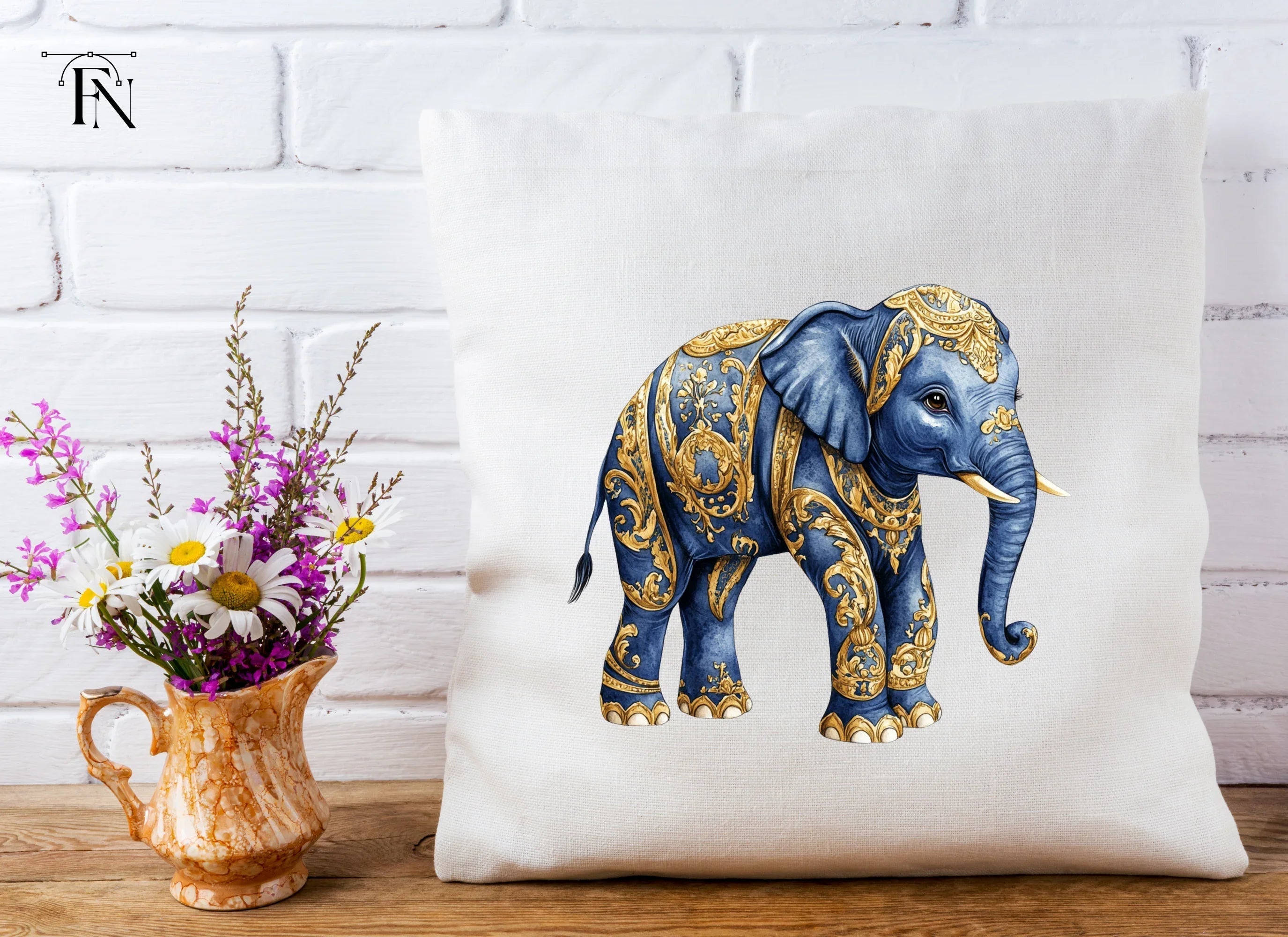 Majestic Blue Elephant Clipart Bundle