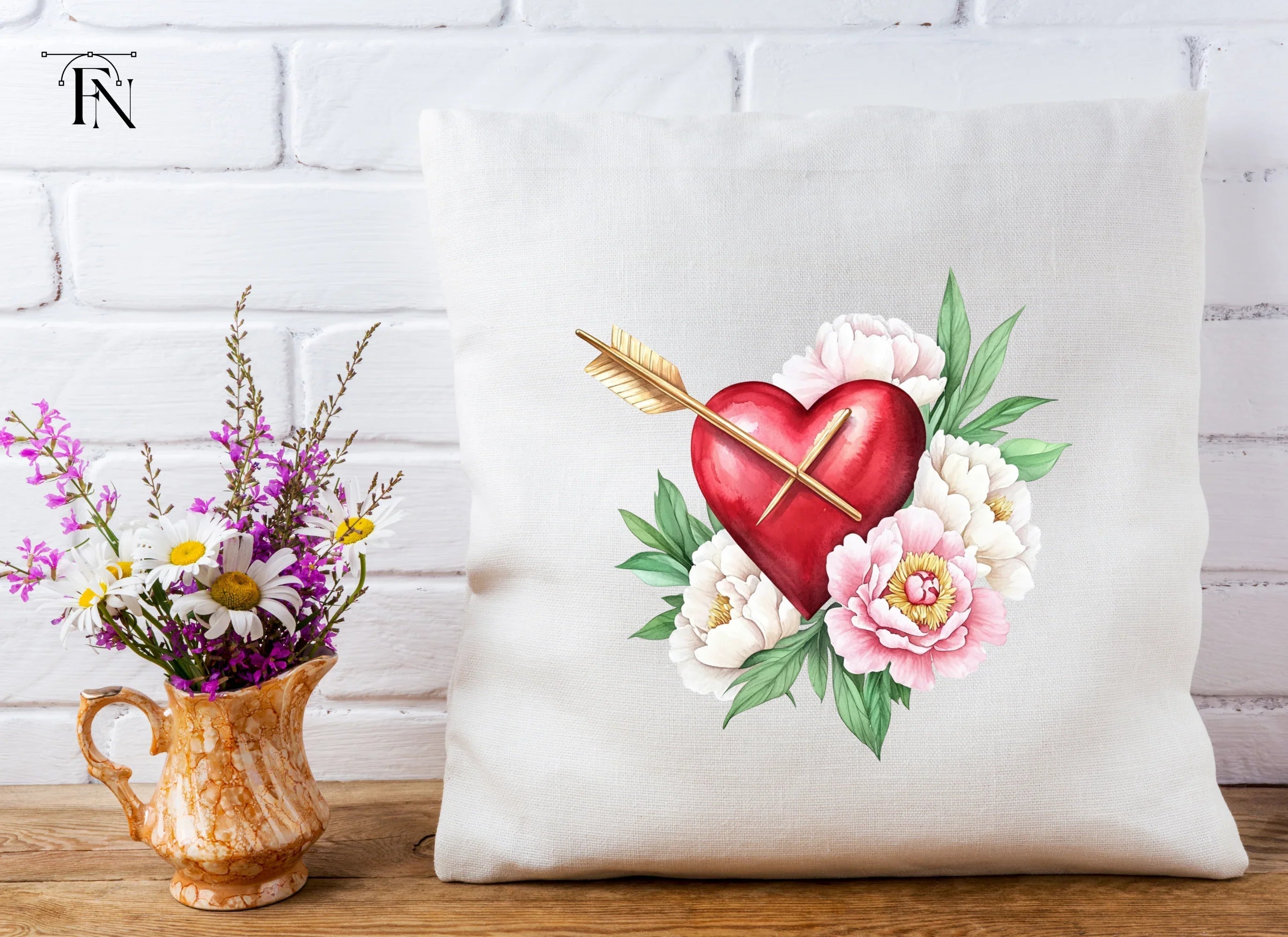 Valentine's Day Heart Peony Clipart Bundle