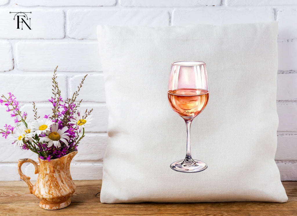Rose Wine Glass Clipart Bundle