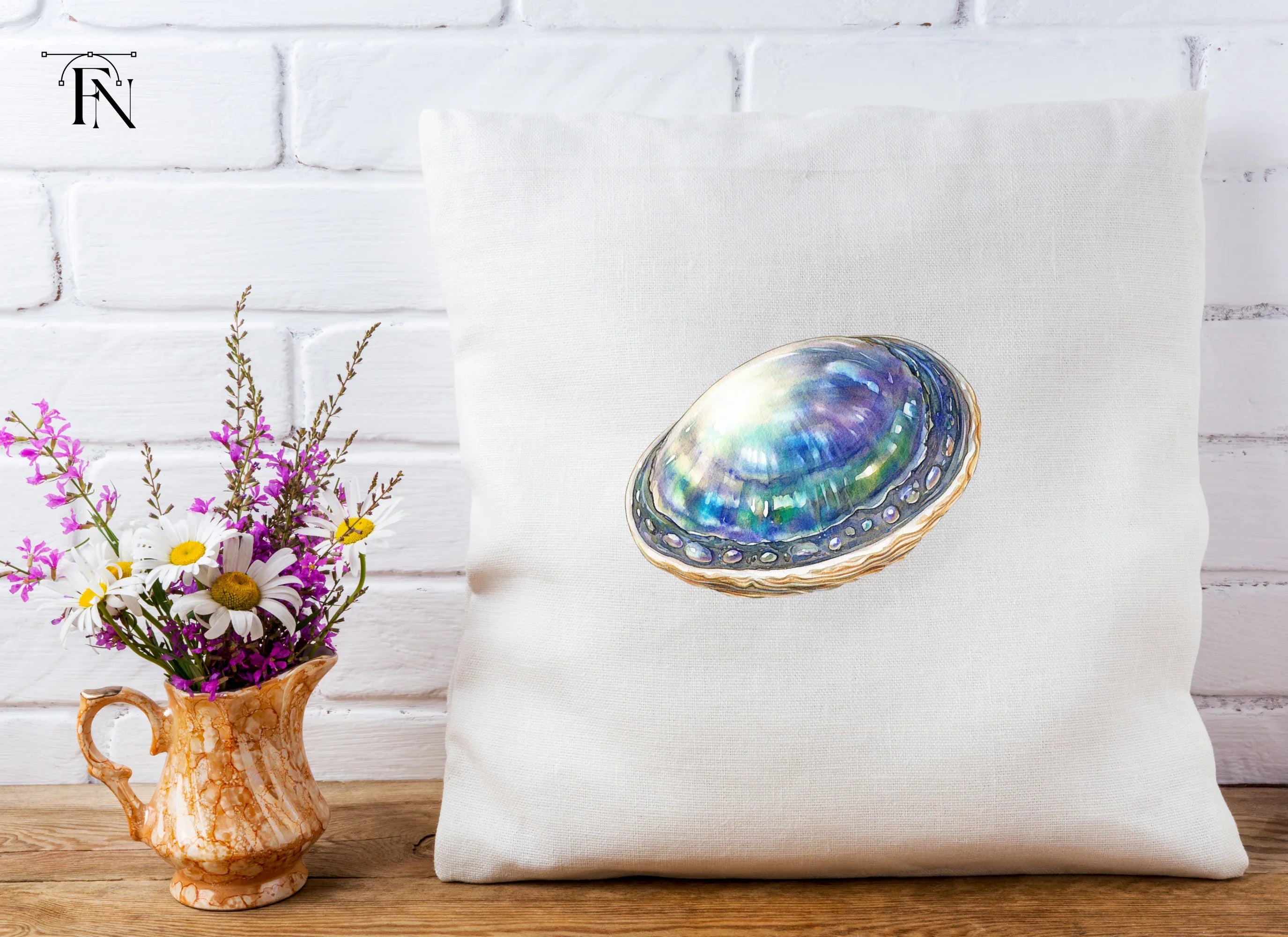 Iridescent Abalone Shells Clipart Bundle