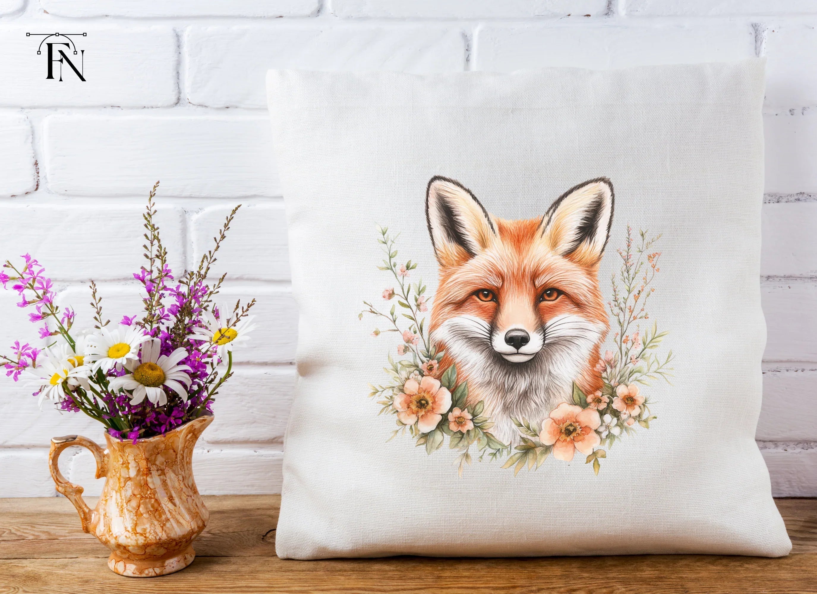 Fox Head Floral Clipart Bundle