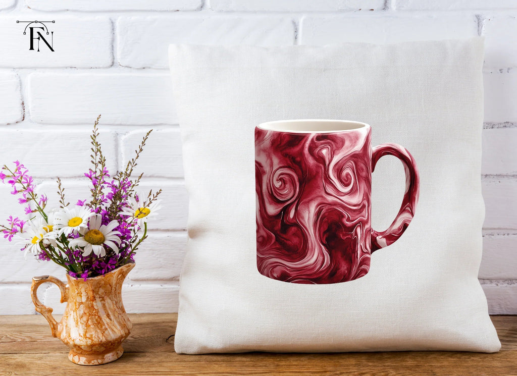 Red Marble Swirl Coffee Clipart Bundle