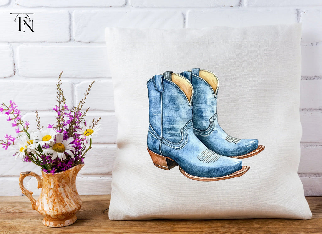 Denim Blue Cowboy Boots Clipart Bundle