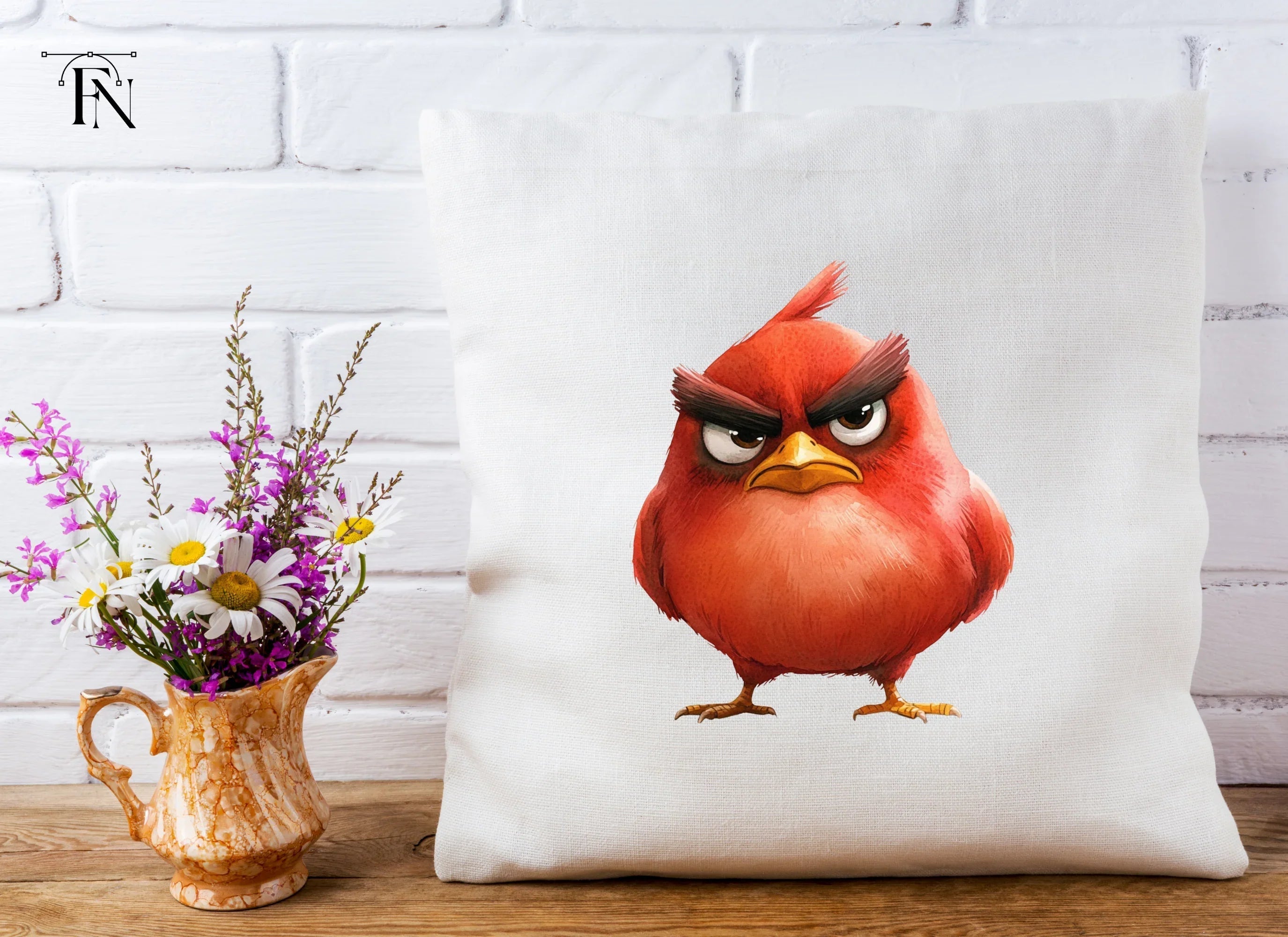 Furious Red Bird Cartoon Clipart Bundle