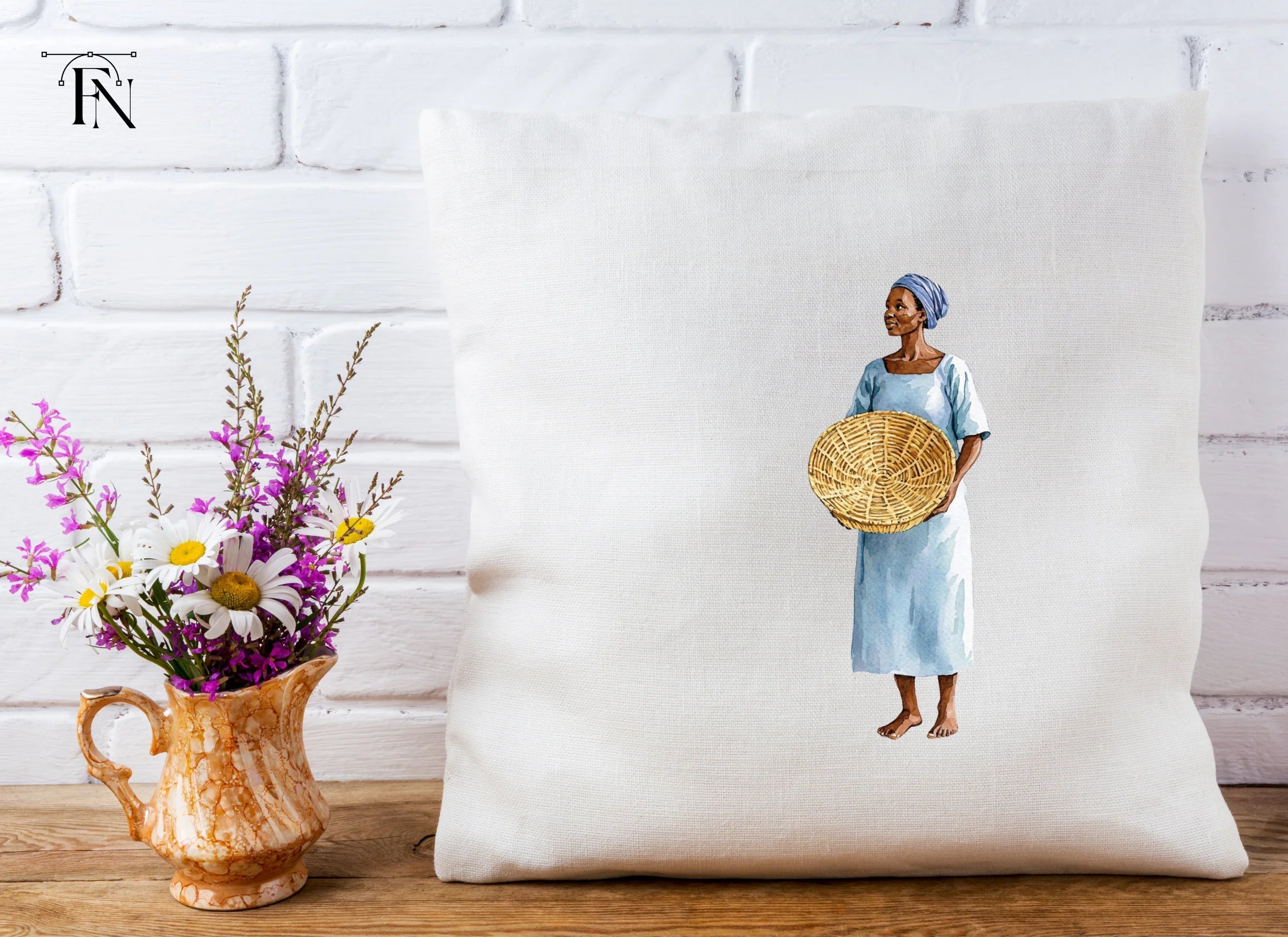 African Woman with Basket Clipart Bundle