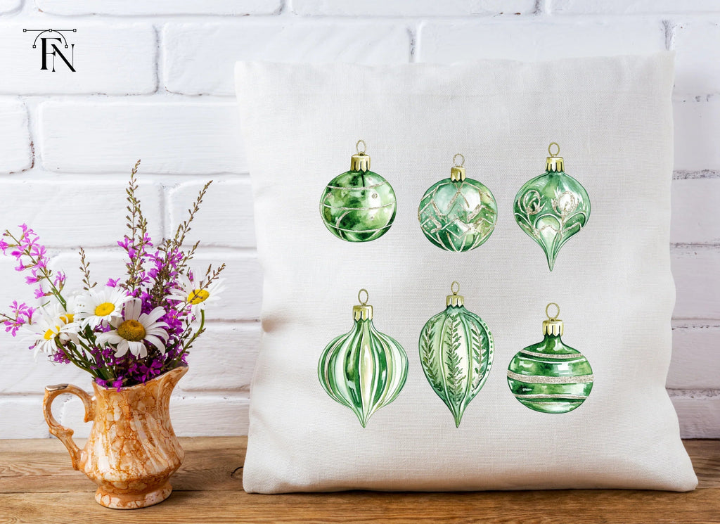 Green Christmas Ornaments Clipart Bundle
