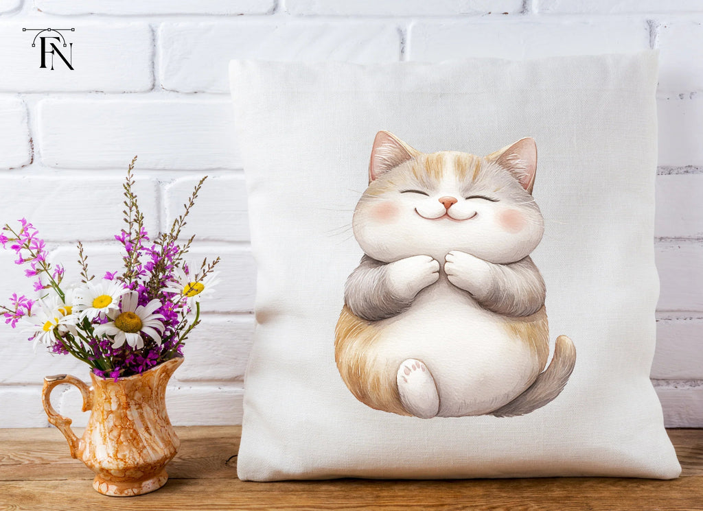 Chubby Happy Cat Clipart Bundle