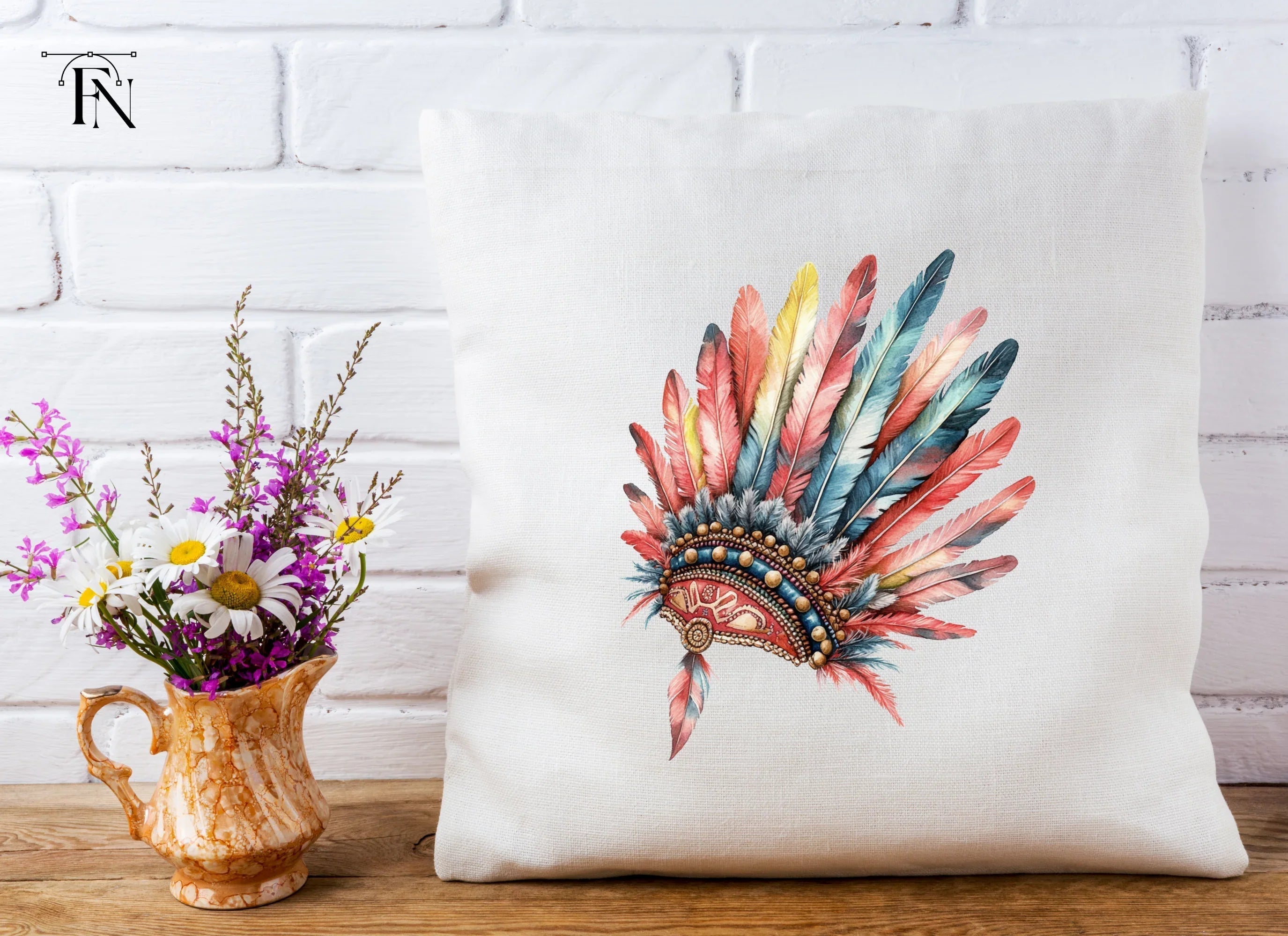 Colorful Native American Headdress Clipart Bundle