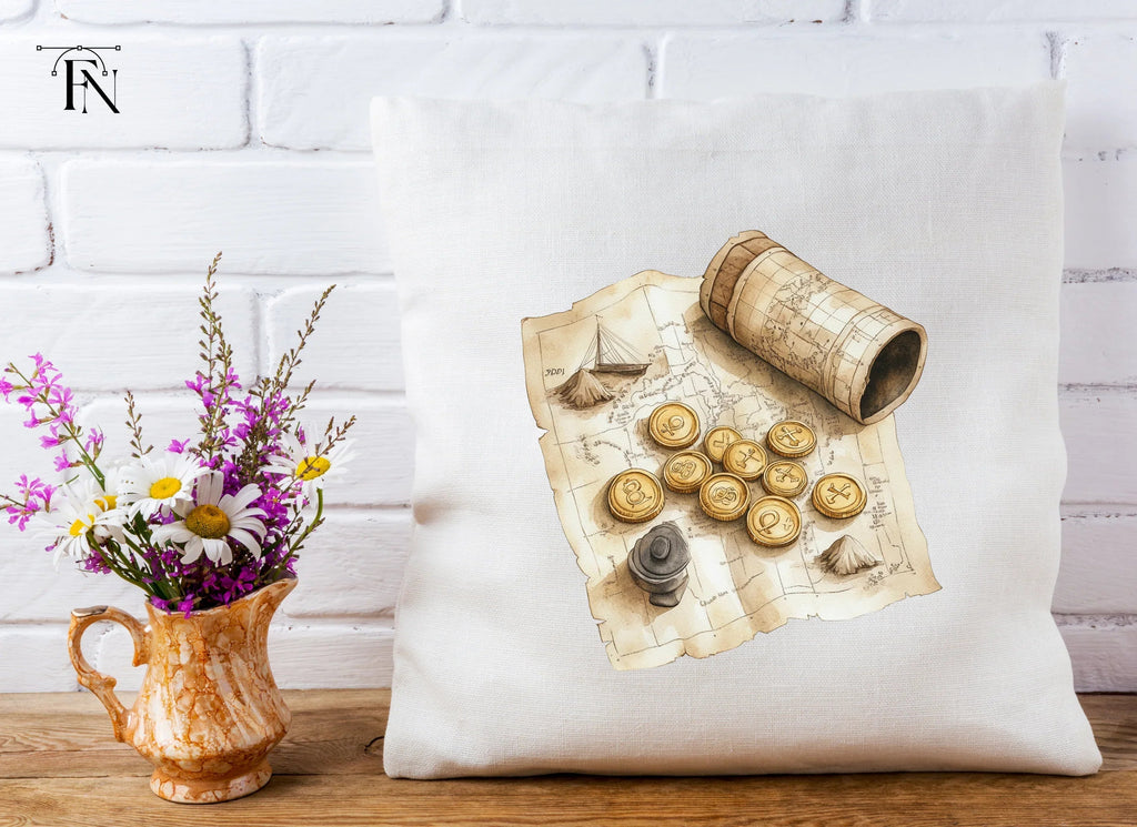Rolled Map and Coins Clipart Bundle