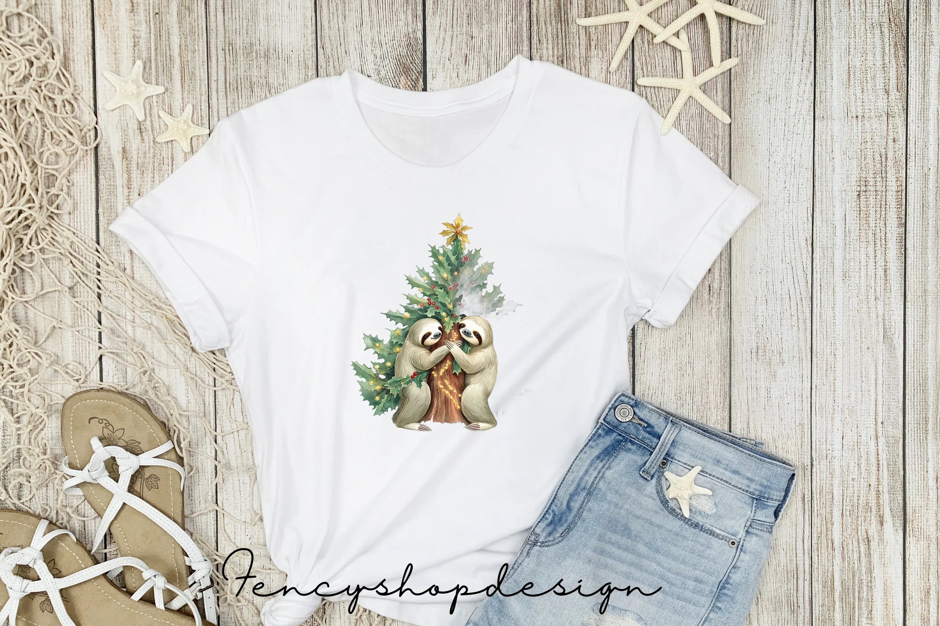 Christmas Sloth Family Clipart Bundle