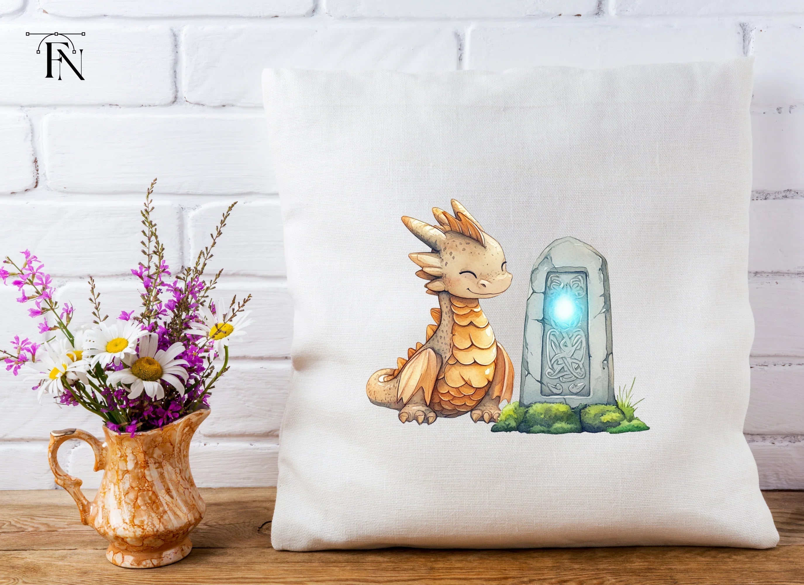 Cute Baby Dragon and Magic Stone Clipart Bundle