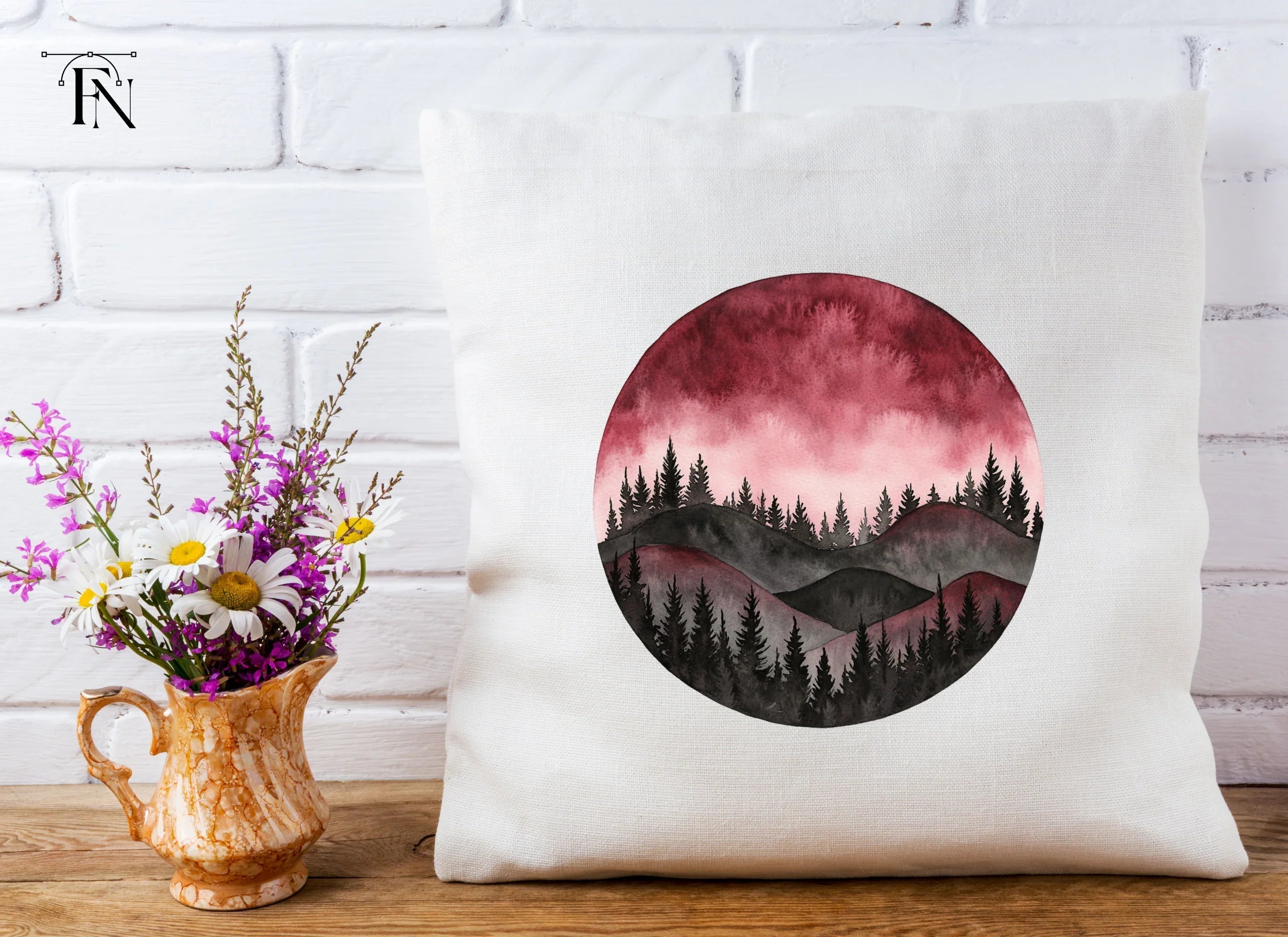 Dark Forest Mountain Landscape Clipart Bundle
