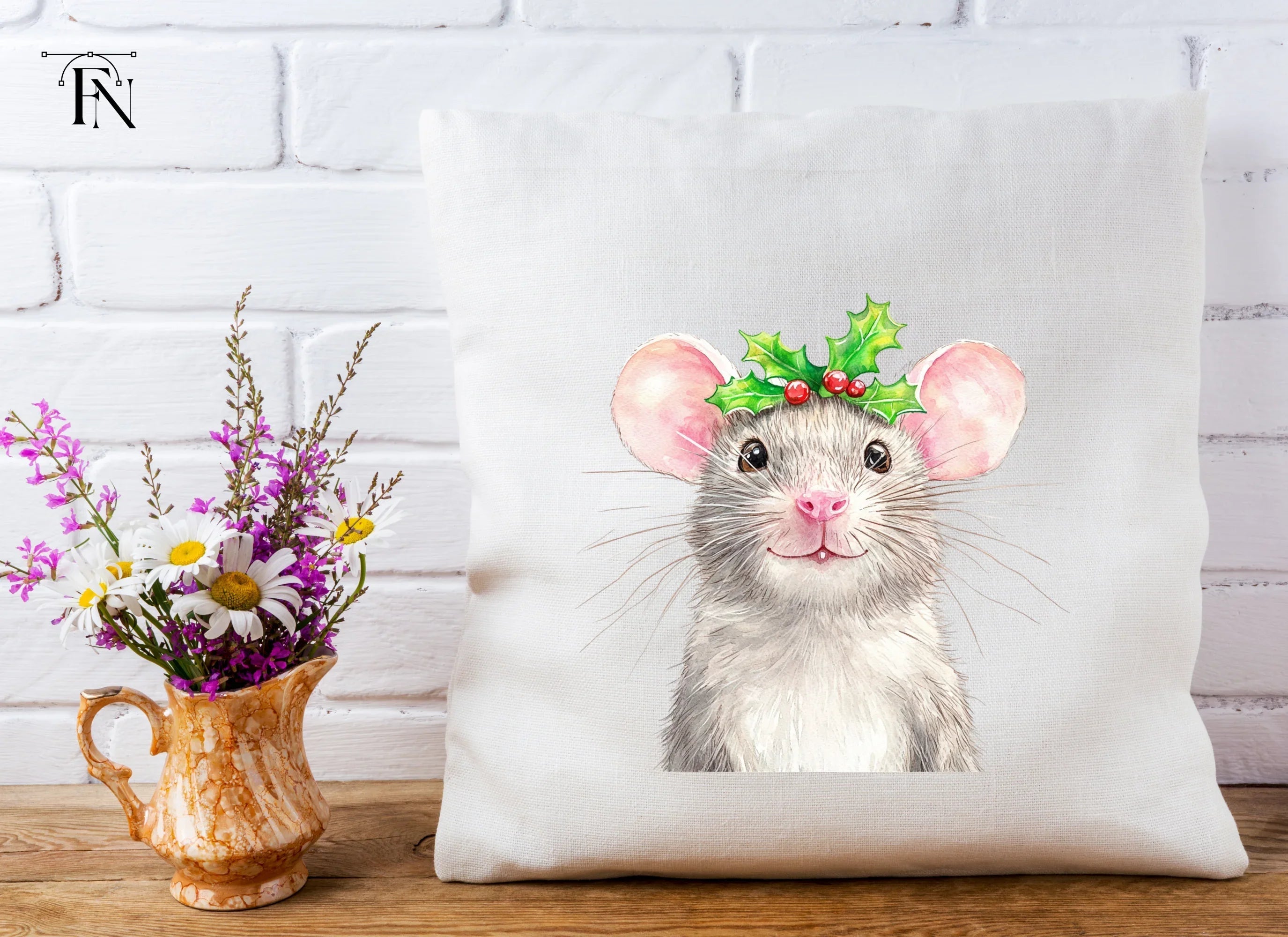 Cute Christmas Mouse Clipart Bundle