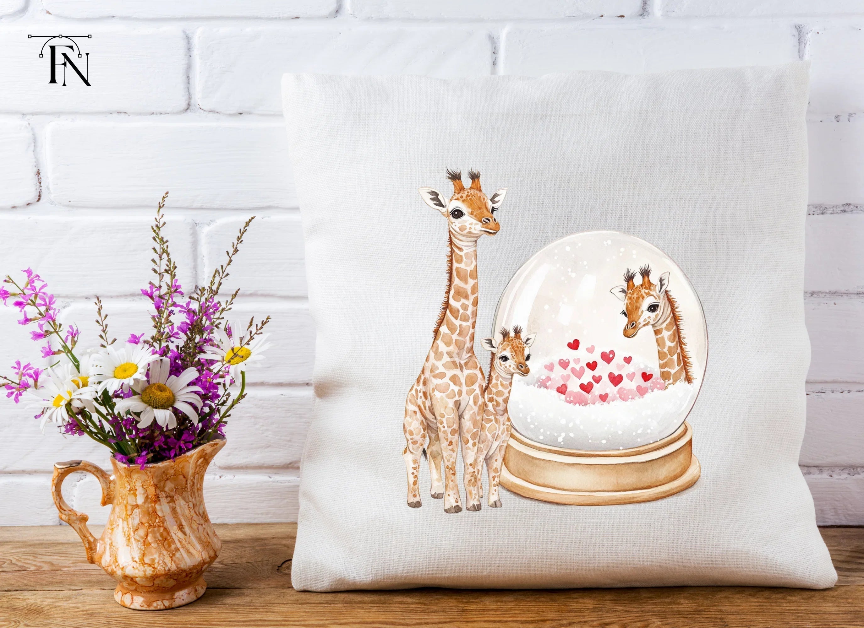 Giraffe Love Snow Globe Clipart Bundle