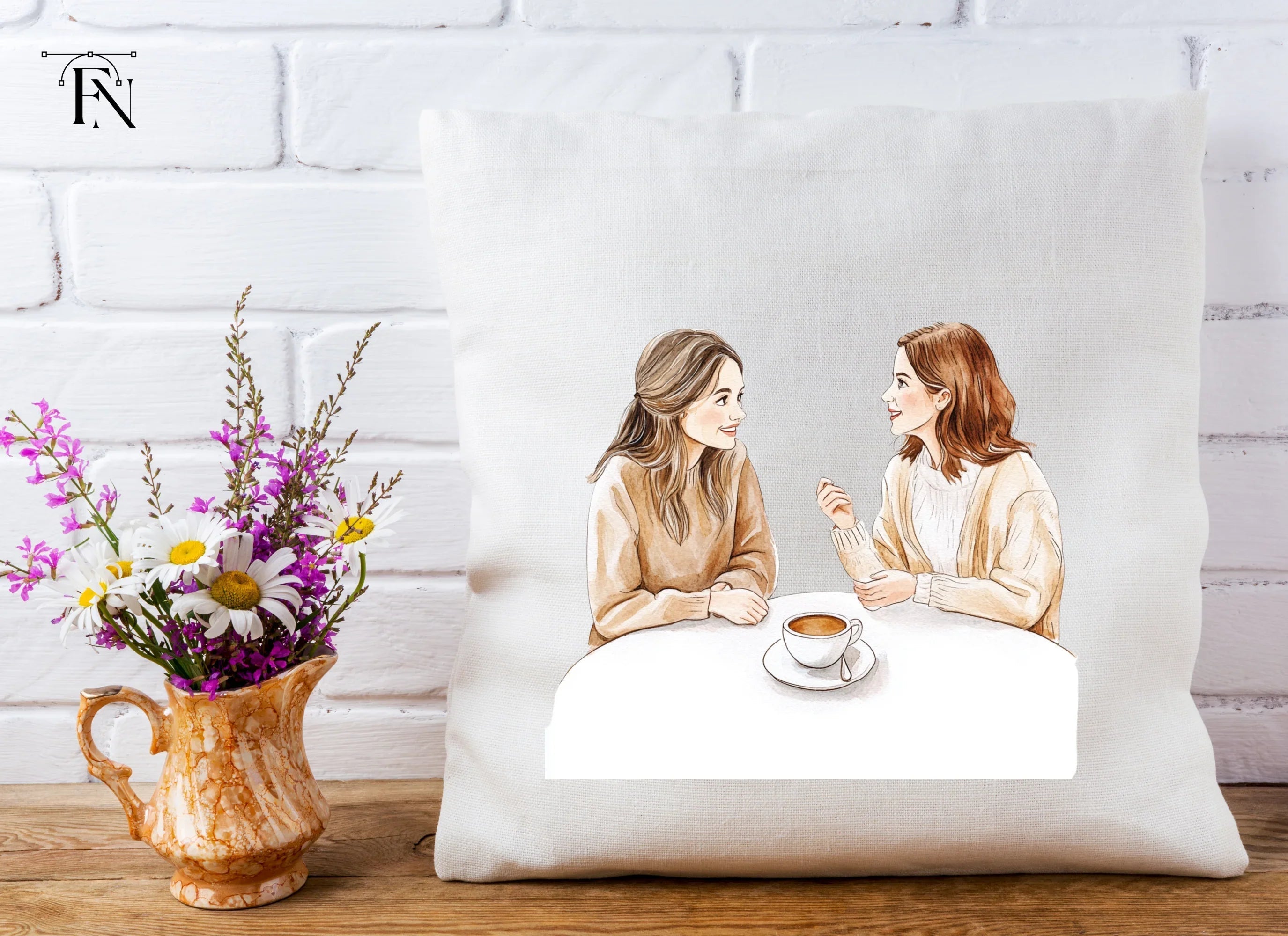 Two Women Chatting Over Coffee Clipart Bundle