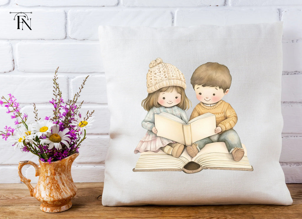 Cute Kids Reading Books Clipart Bundle