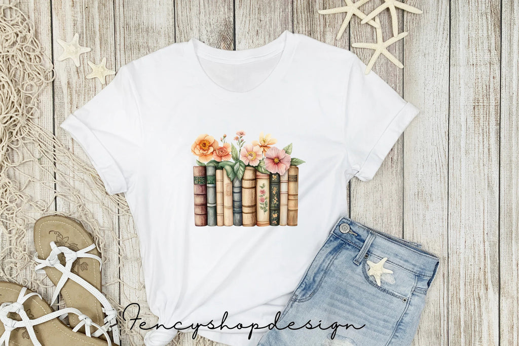 Vintage Floral Books Stack Clipart Bundle