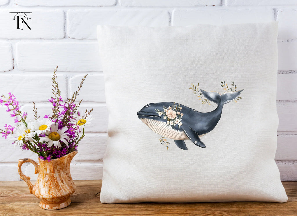 Elegant Floral Whale Clipart Bundle