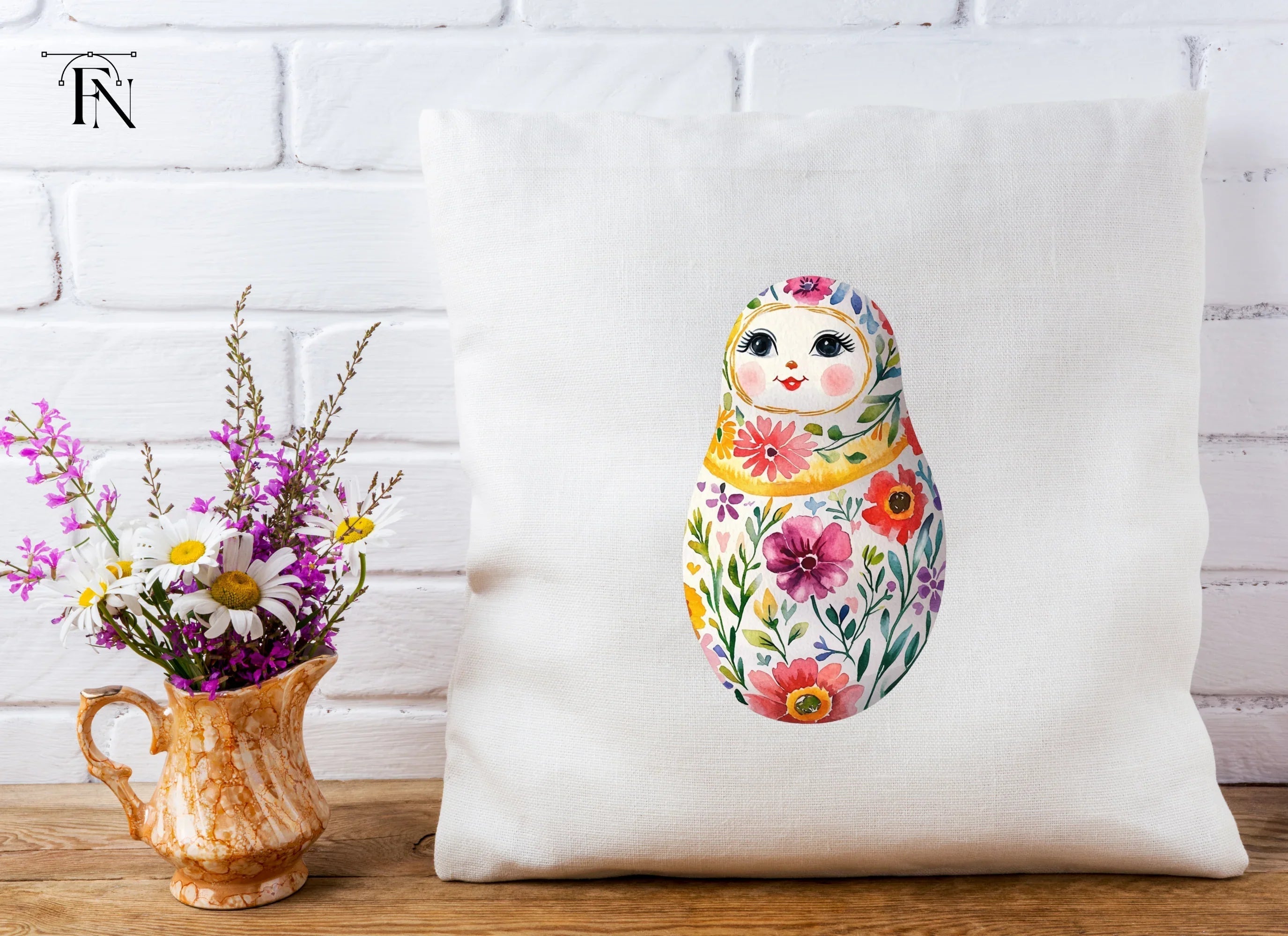 Vibrant Floral Matryoshka Doll Clipart Bundle