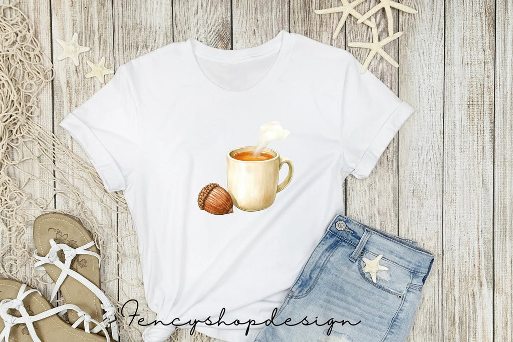 Autumn Acorn Harvest Cozy Drink Clipart Bundle