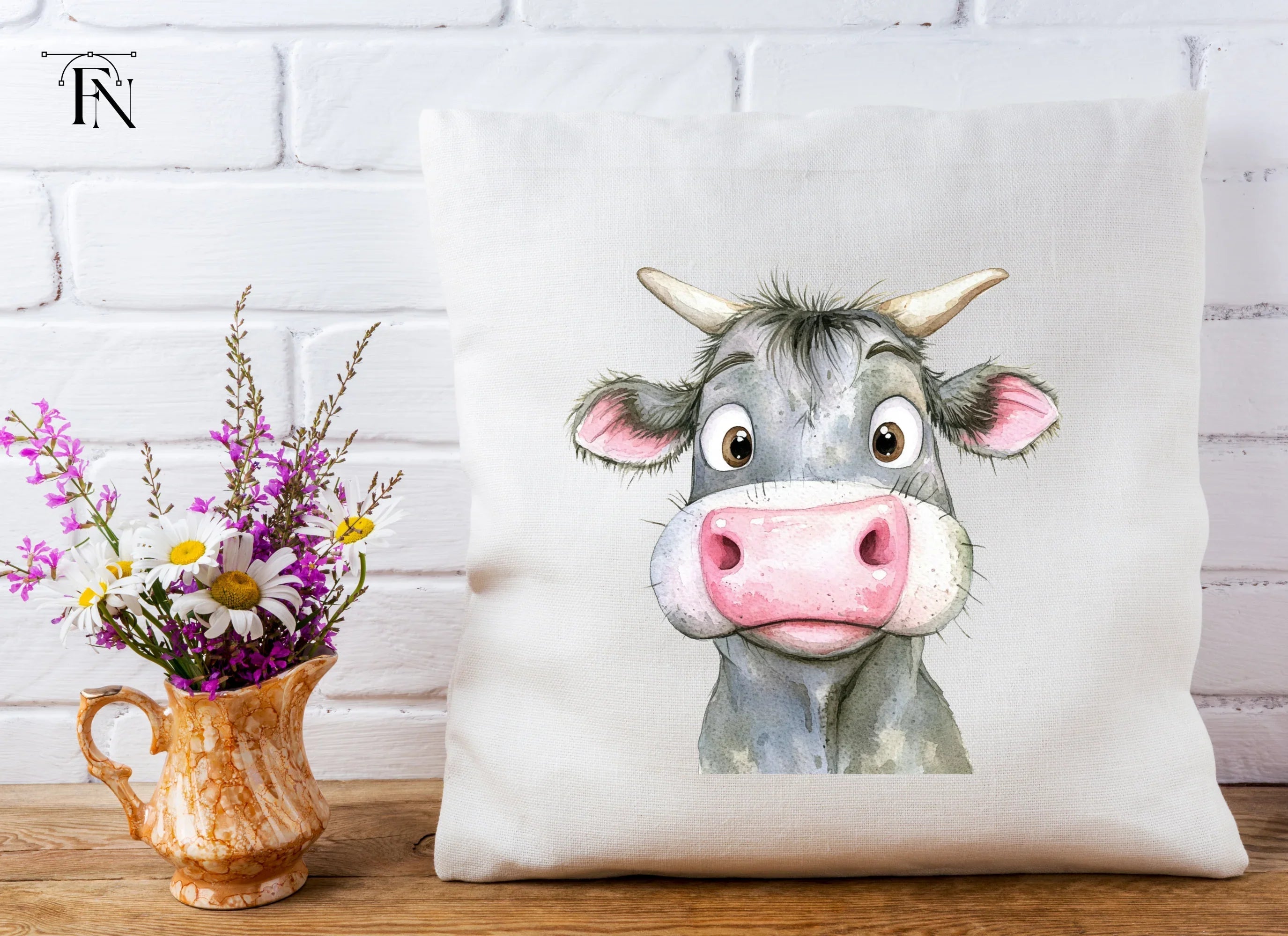Cute Cartoon Cow Faces Clipart Bundle
