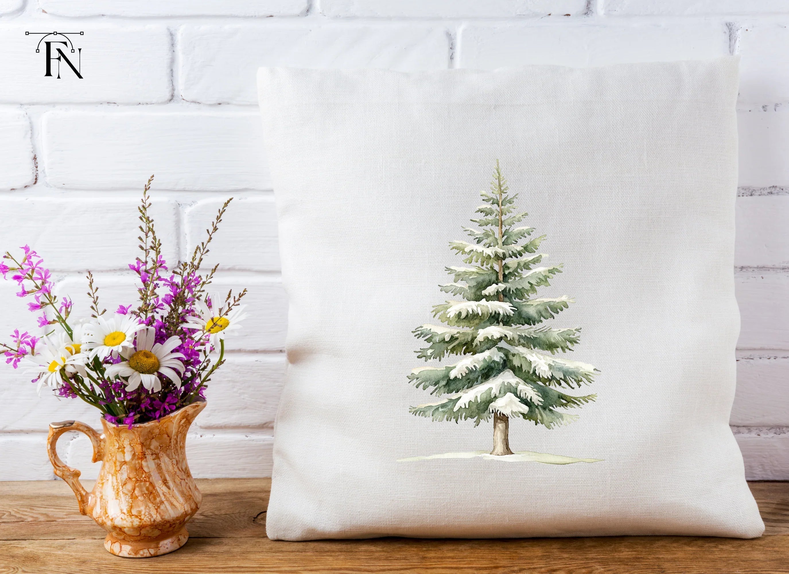 Snowy Pine Trees Clipart Bundle
