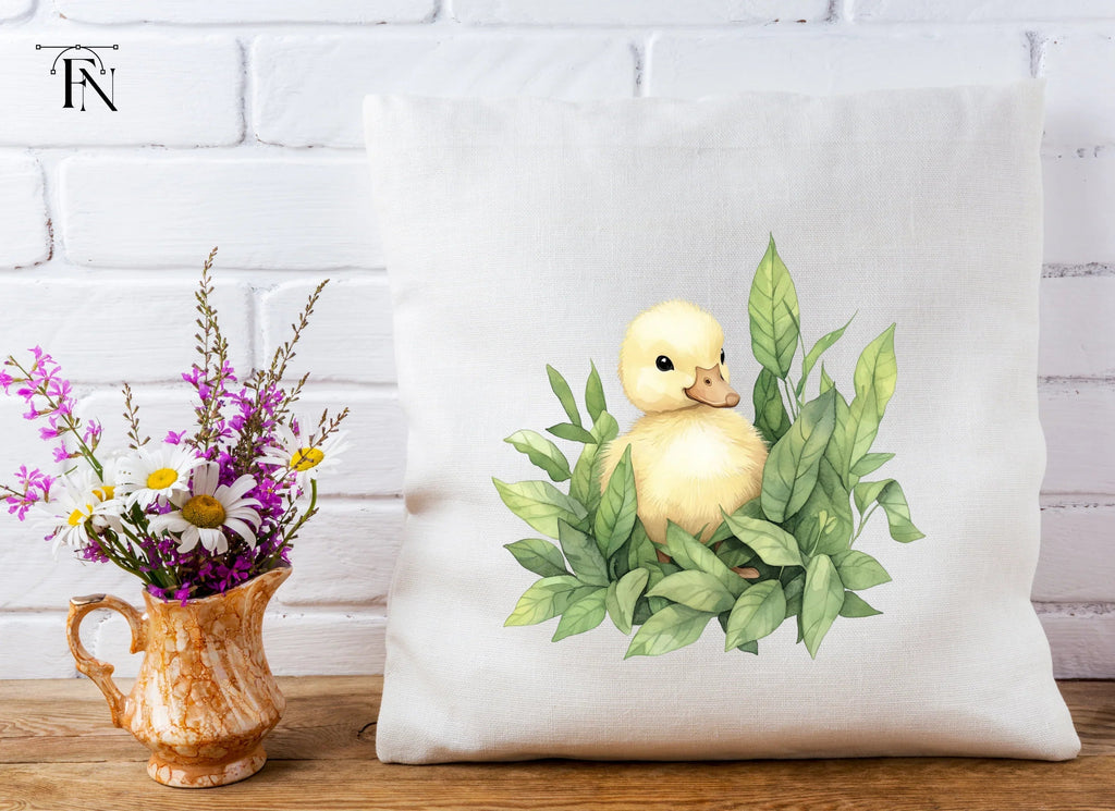 Cute Yellow Ducklings in Leaves Clipart Bundle