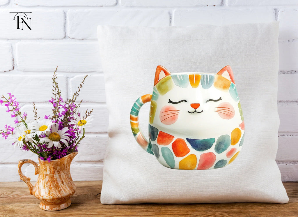 Cute Cat Mugs Clipart Bundle