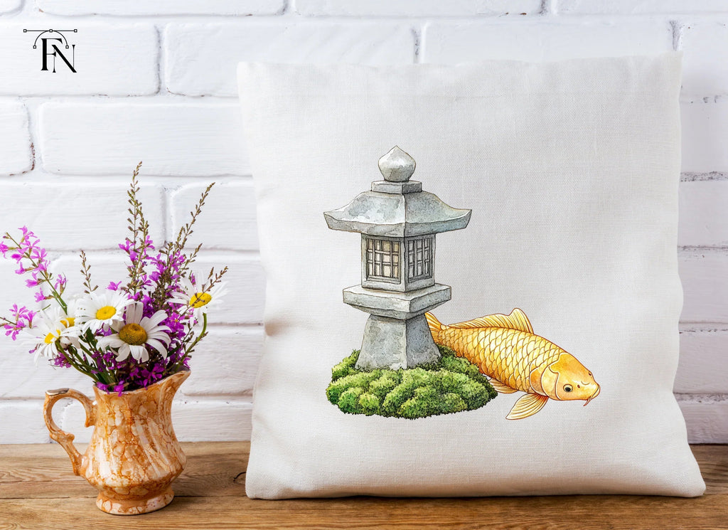 Japanese Garden Koi and Lantern Clipart Bundle