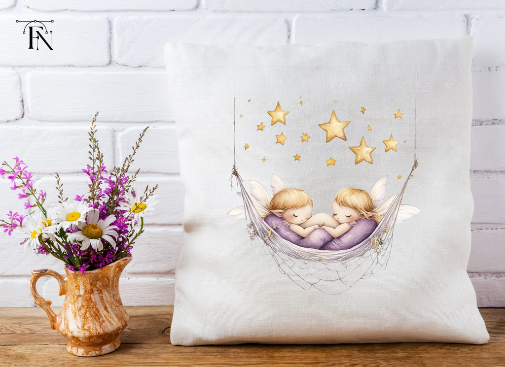 Sleeping Baby Fairies in Hammock Clipart Bundle