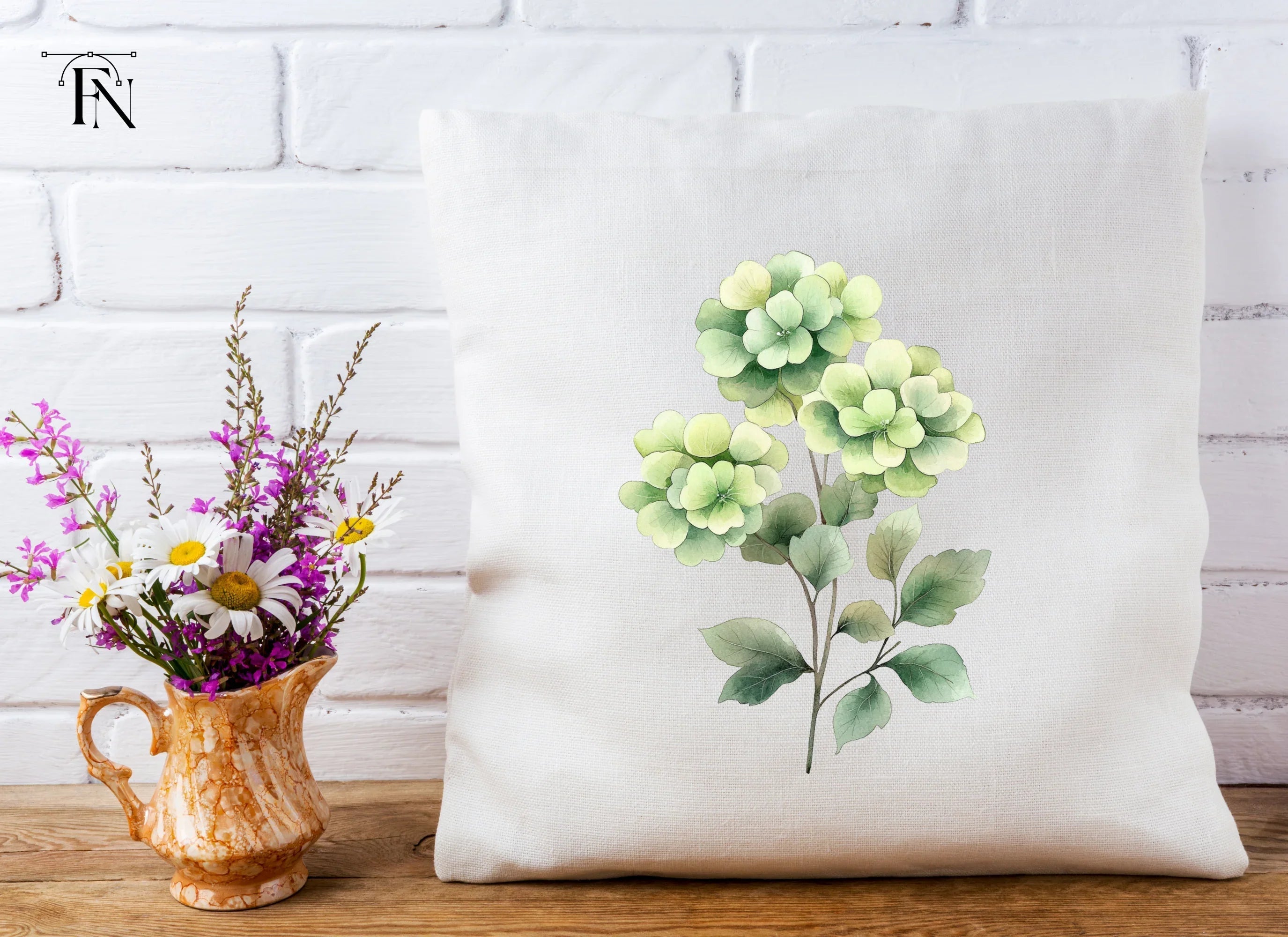 Green Hydrangea Clipart Bundle