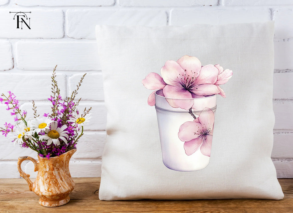 Pink Cherry Blossom in Cup Clipart Bundle