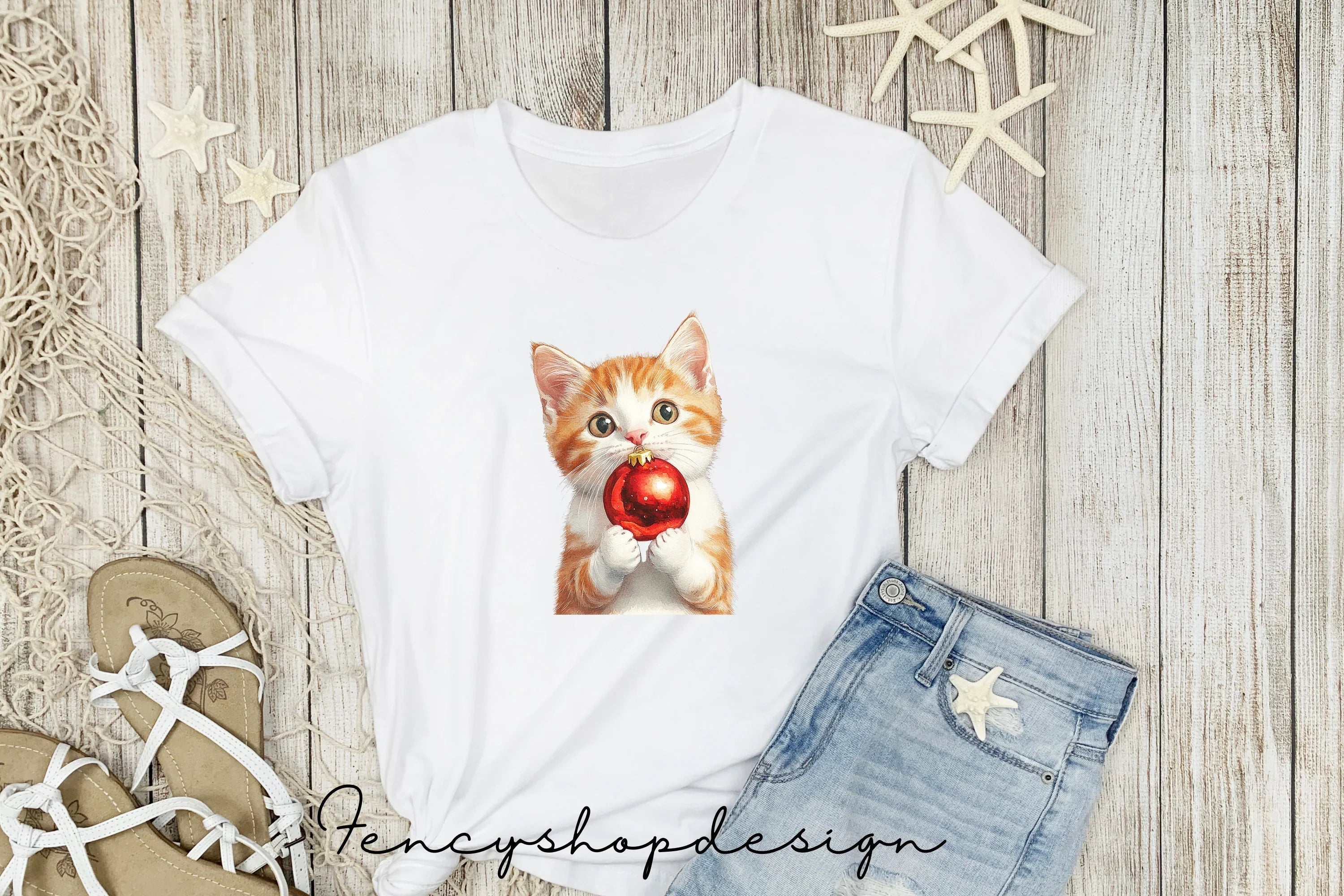 Cute Christmas Kittens with Baubles Clipart Bundle