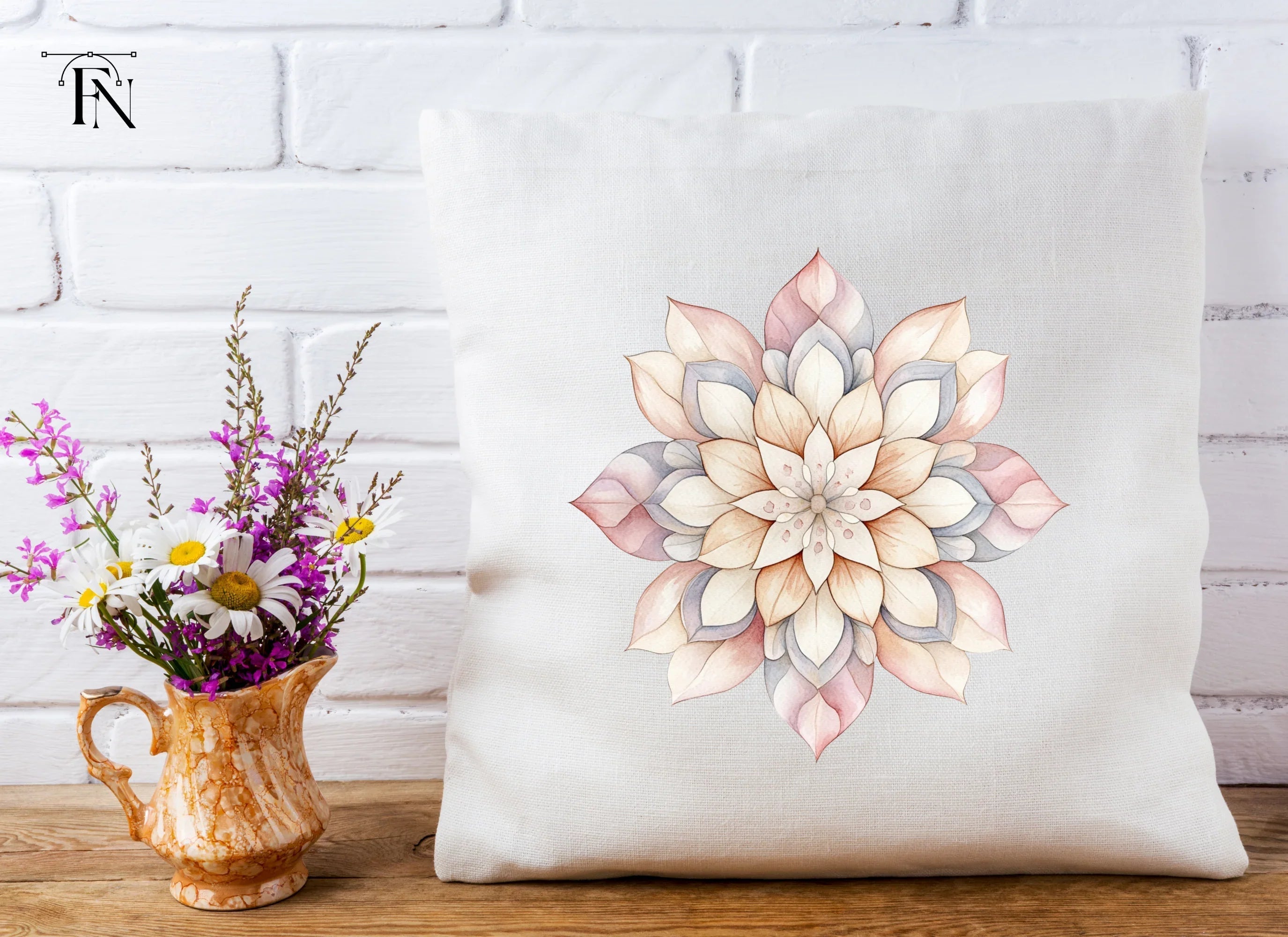 Soft Pastel Dahlia Flower Clipart Bundle