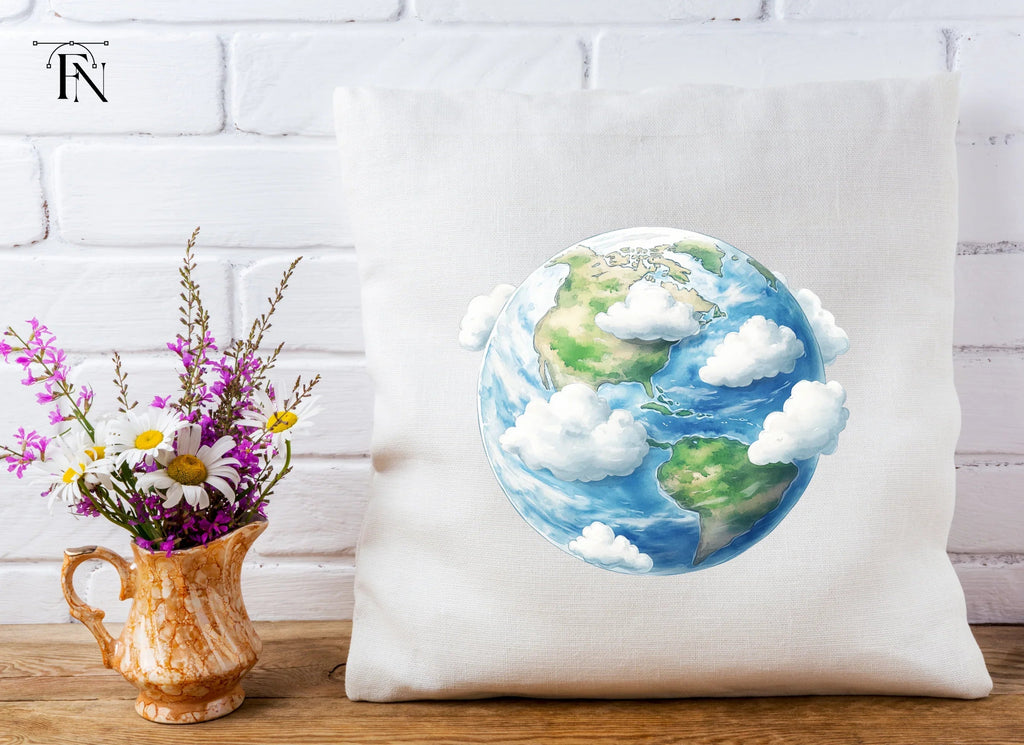 Realistic Earth with Clouds Clipart Bundle