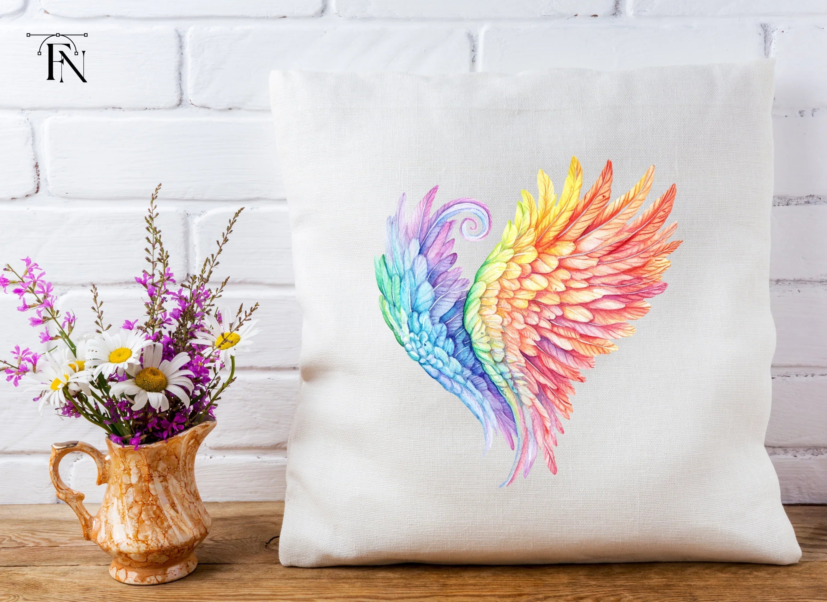 Vibrant Rainbow Angel Wings Clipart Bundle
