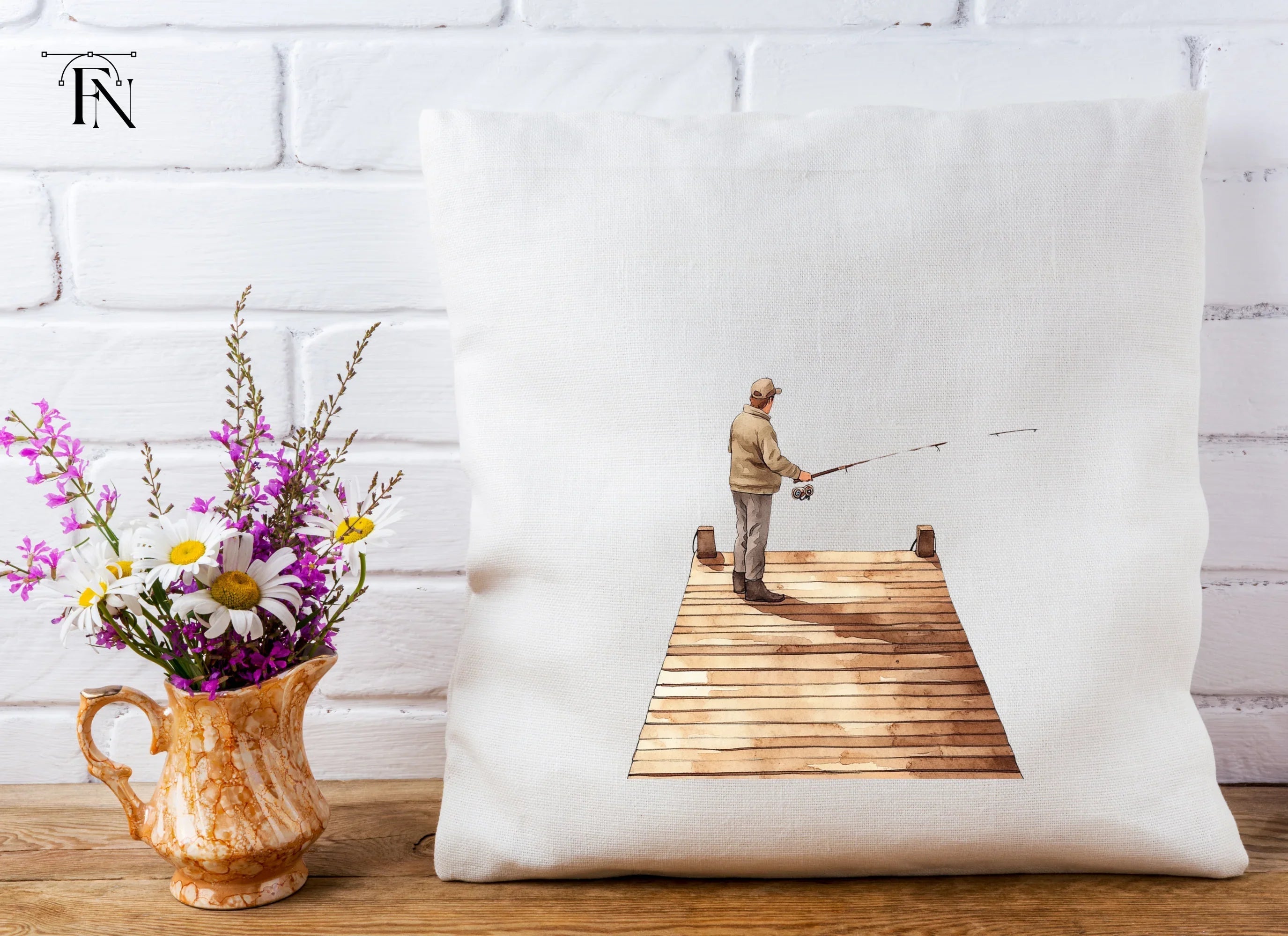 Fisherman on Dock Clipart Bundle