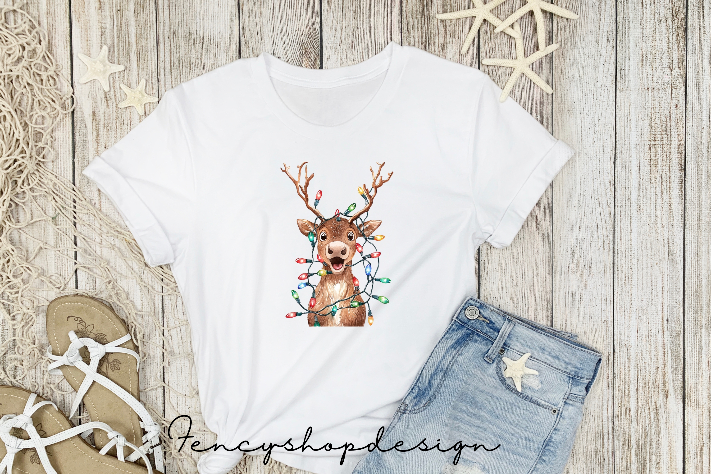 Cute Christmas Deer Clipart Bundle