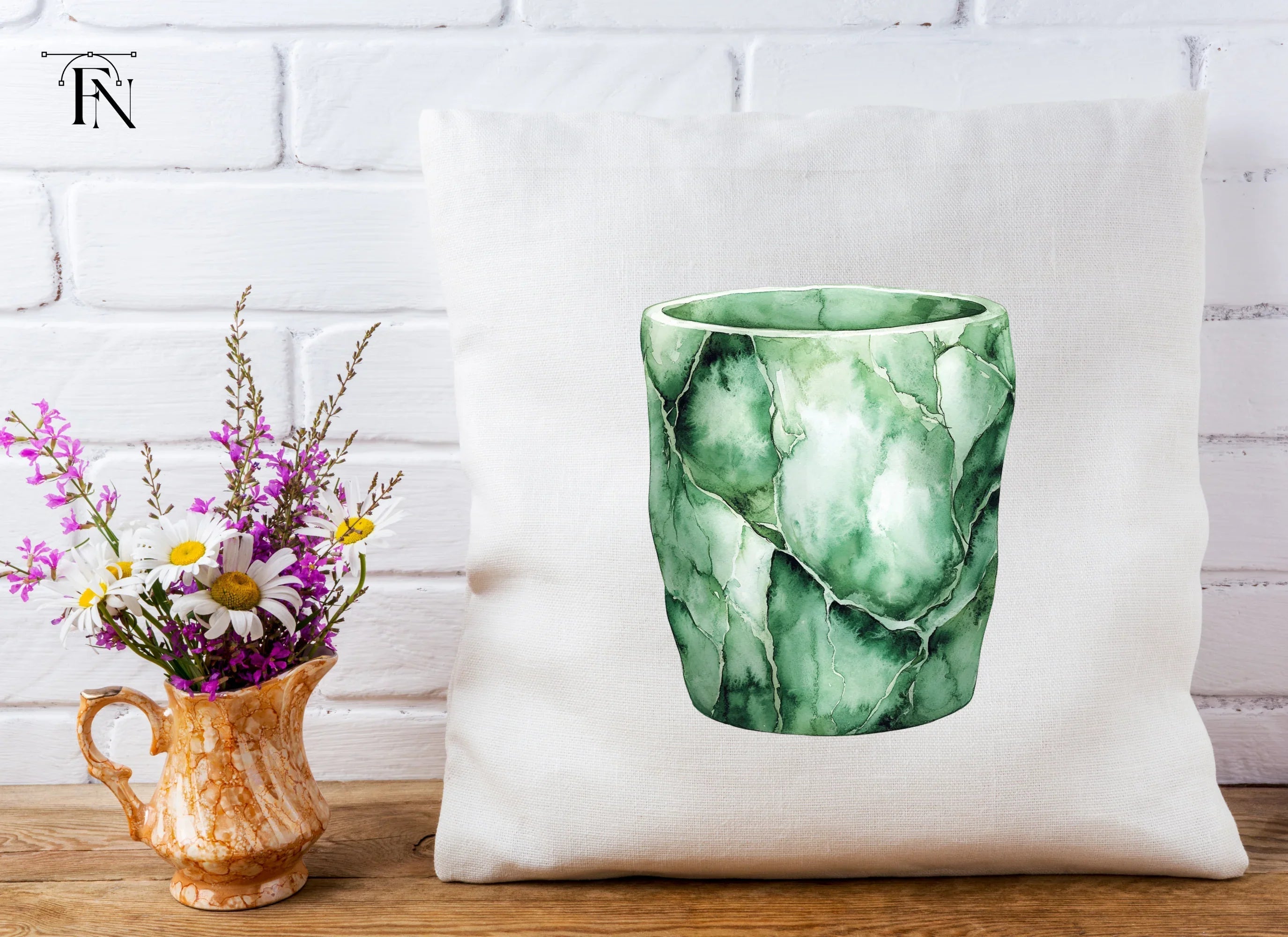 Green Marble Texture Cup Clipart Bundle