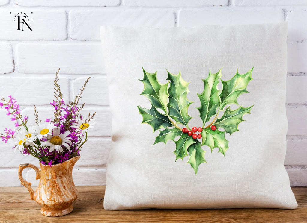 Heart Shaped Holly Berry Clipart Bundle