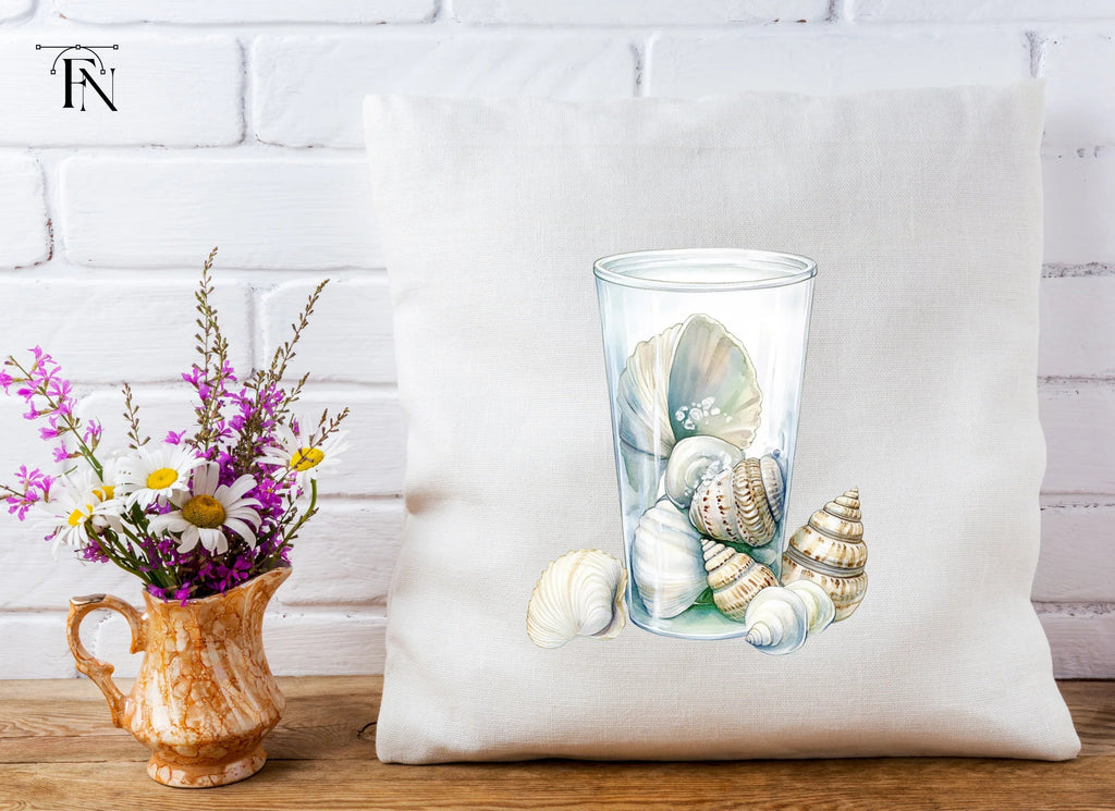 Seashells in Glass Jar Clipart Bundle
