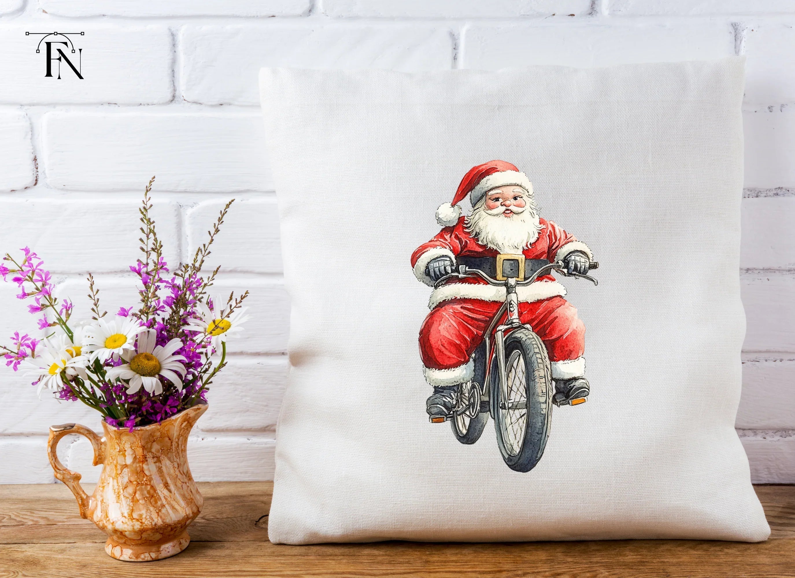 Santa Claus Riding Bicycle Clipart Bundle