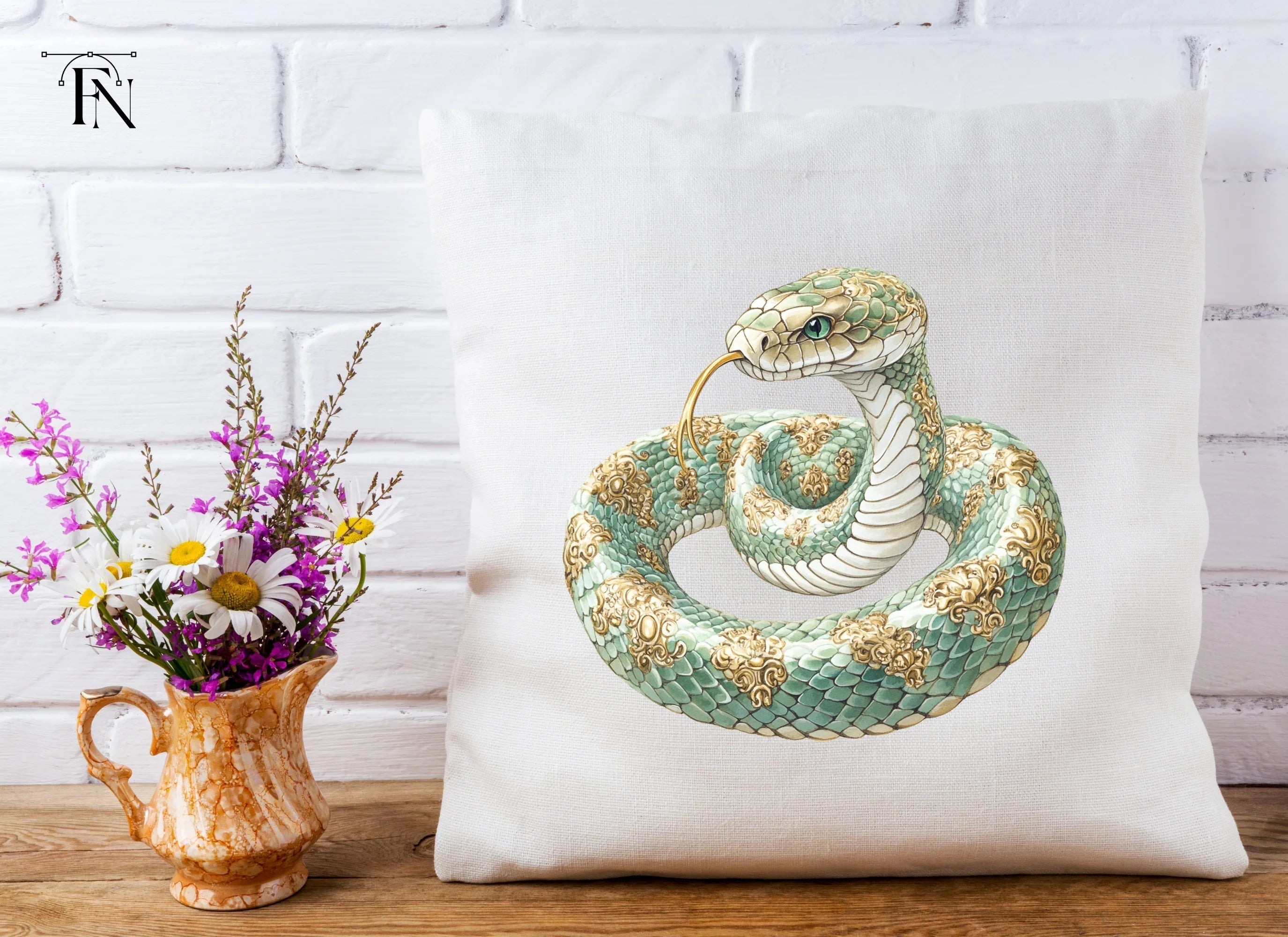 Elegant Green Ornate Snake Clipart Bundle