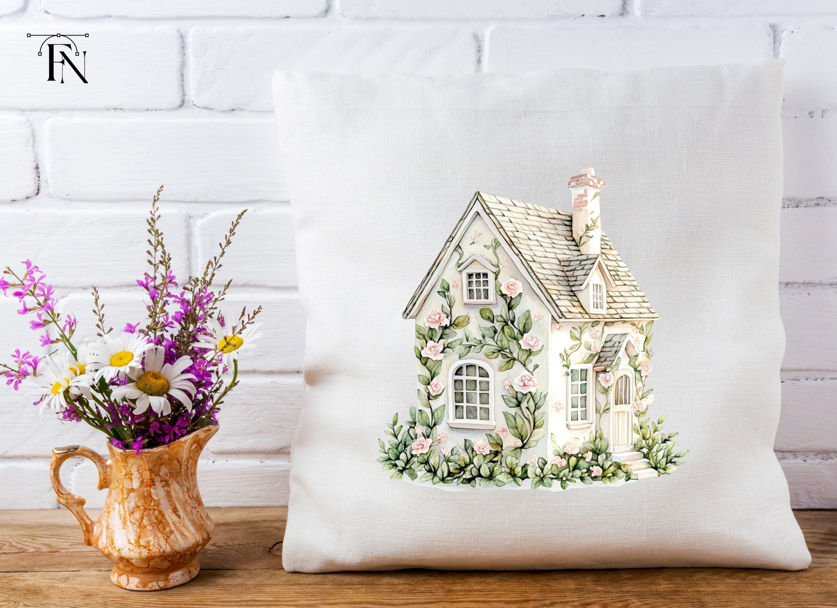 Charming Rose Covered Cottage Clipart Bundle