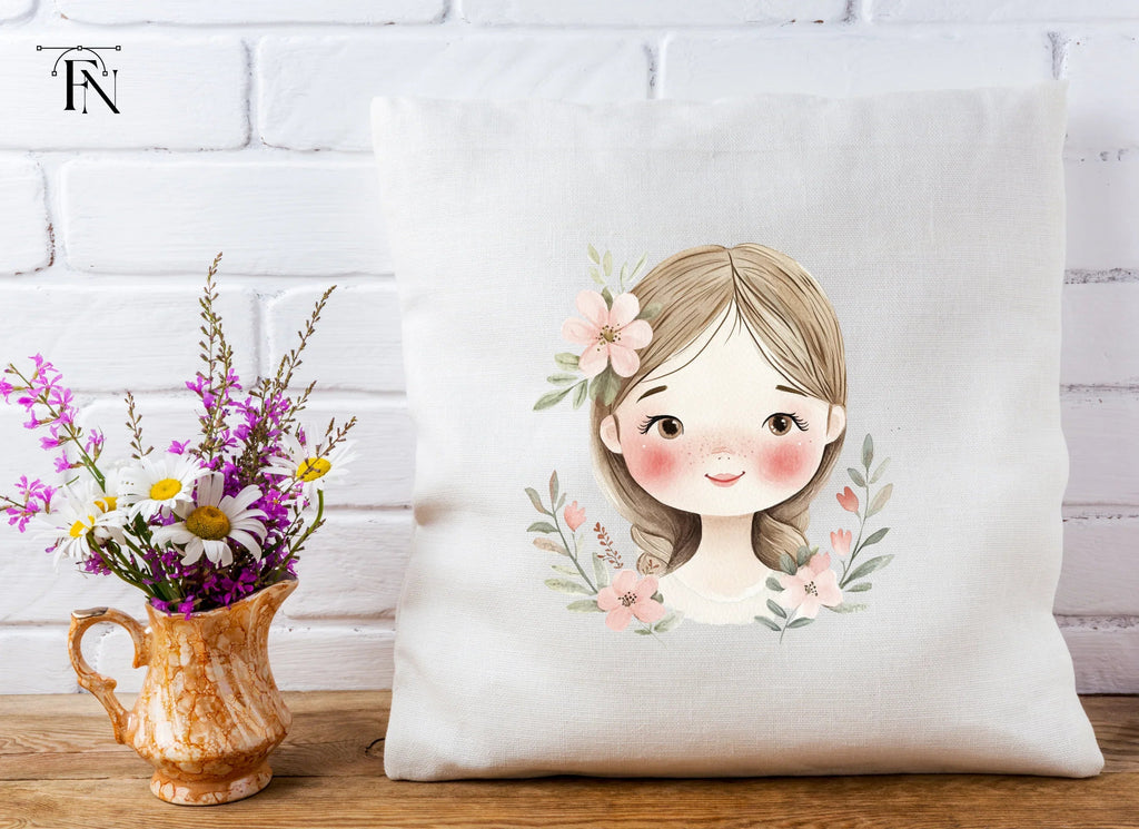 Cute Girls with Flowers Clipart Bundle