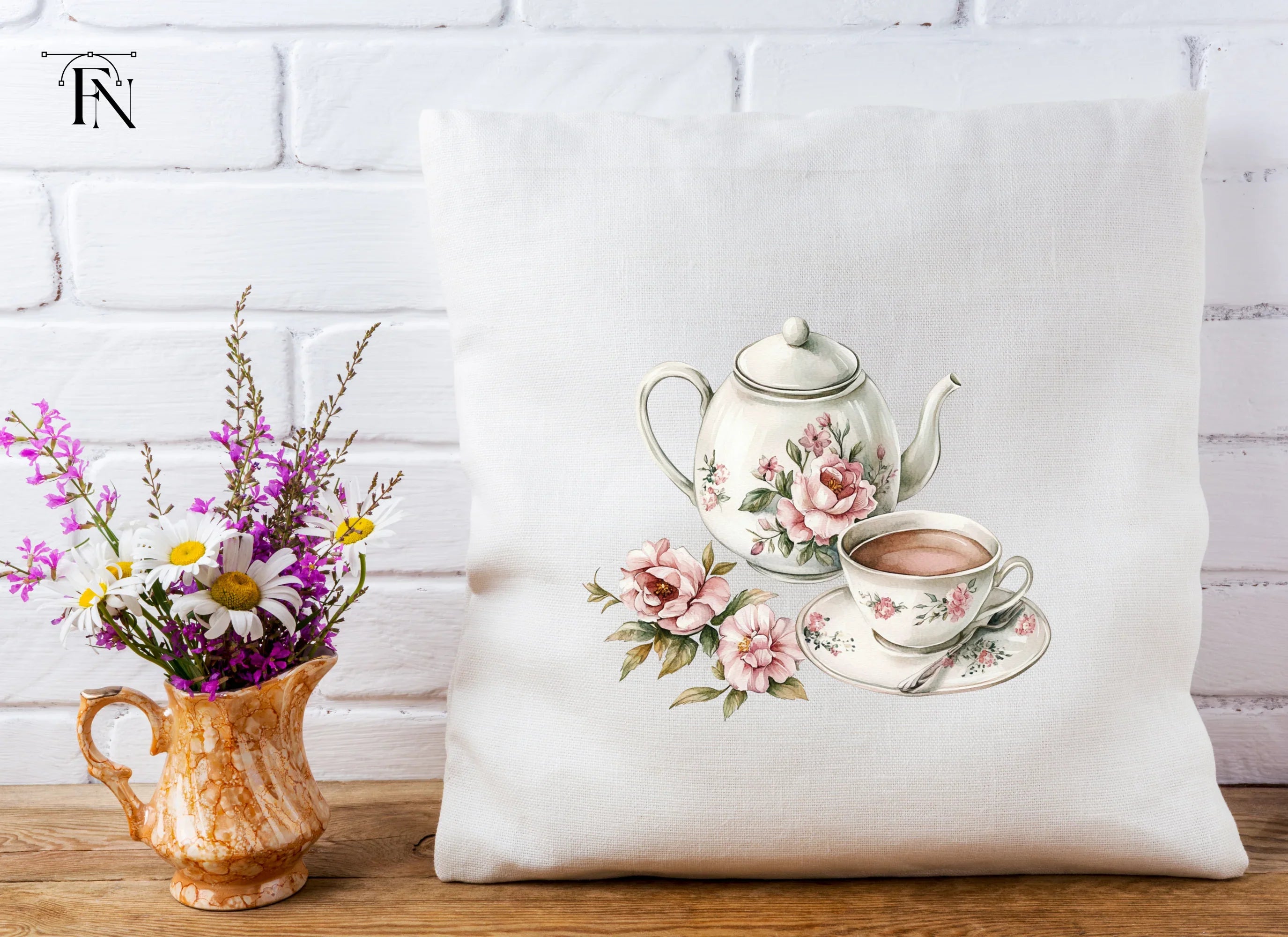 Elegant Floral Teapot and Teacup Clipart Bundle